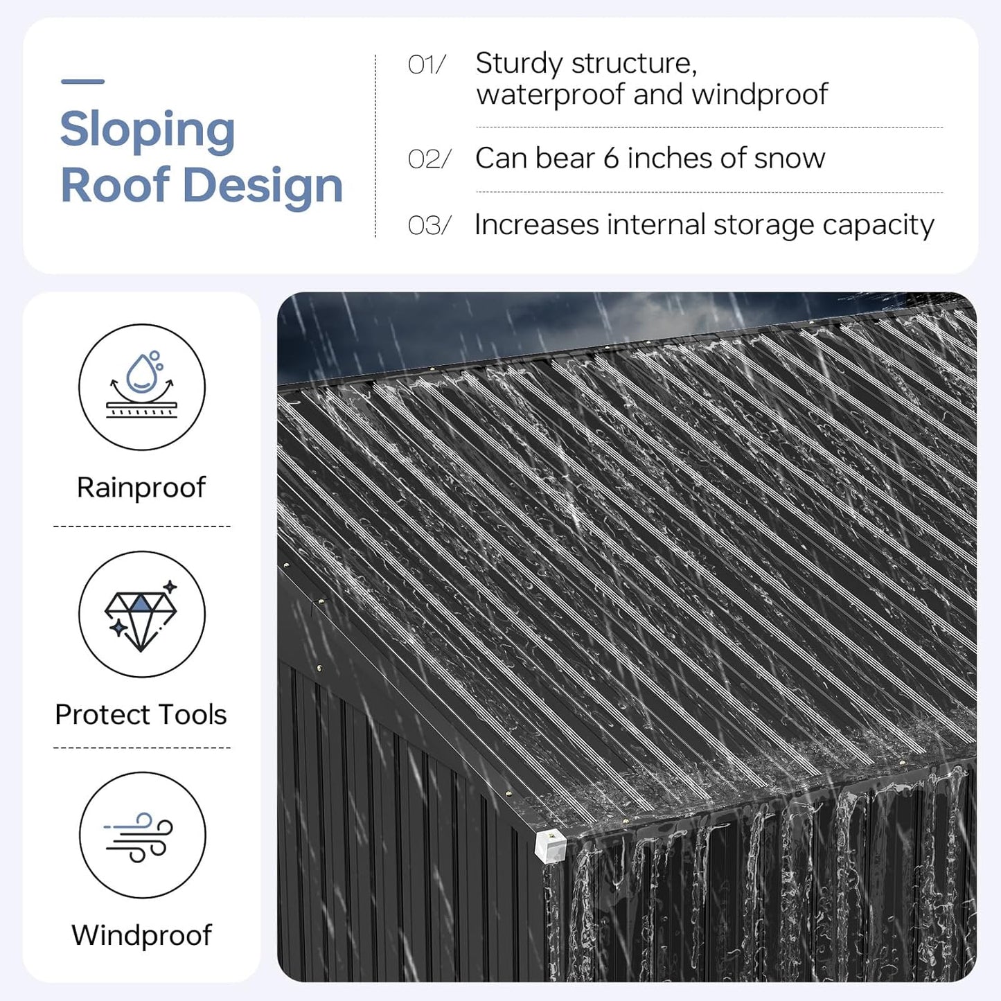 6x4 FT Outdoor Storage Shed with Base, Metal Garden Tool Shed with Sloping Roof & Lockable Door for Patio Lawn Backyard (Black with Base)