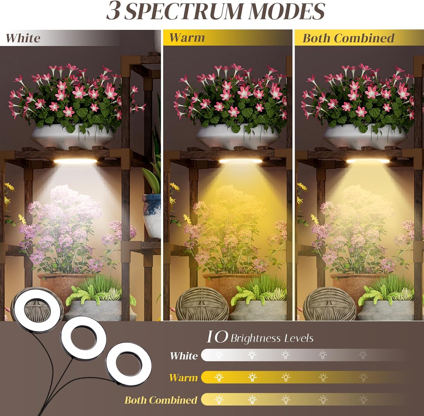 Wooden Plant Stand Indoor with Grow Light, 4-Tier Ladder Plant Shelf for Balcony, Living Room, or Corner | Carbonized Wood Plant Holder for Indoor Use, Space-Saving Design