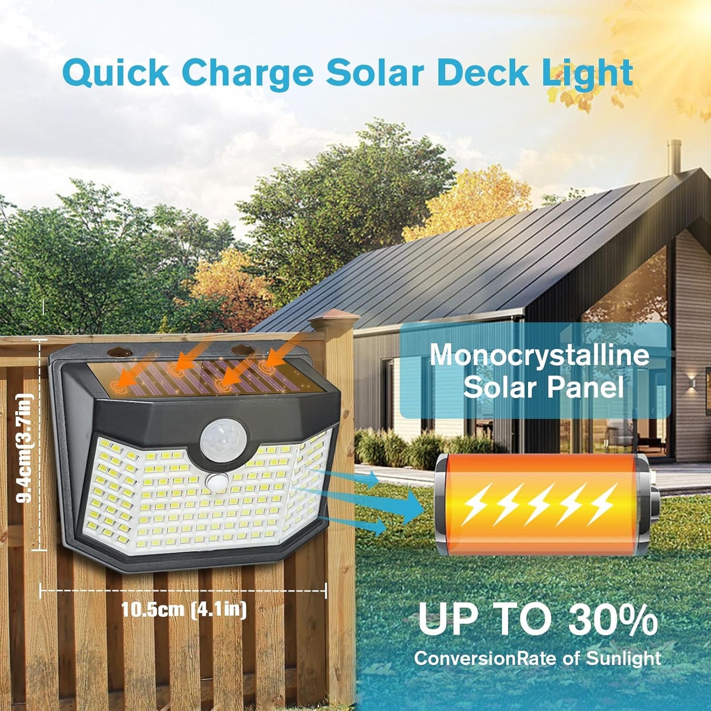 Aootek Solar Outdoor Lights 8 Pack, Motion Sensor, 3 Lighting Modes, Waterproof, Black, Modern Style, 8 Count, Wall Mount, Outdoor Solar Lights