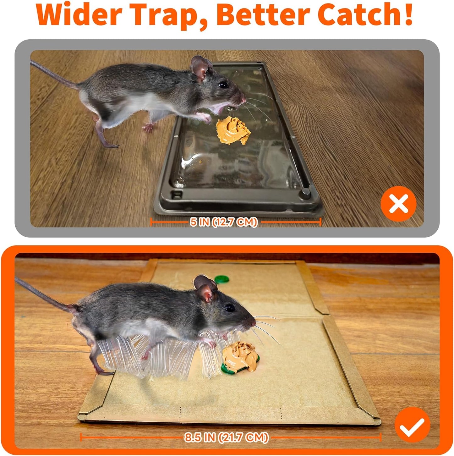 12 Pack Glue Mouse Traps Indoor for Home, Large Sticky Mouse Traps for Inside House, Pre-Baited Adhesive Non-Toxic Glue Traps for Mice Rats, Snakes, Lizard, Insect(13.5" x 8.5")