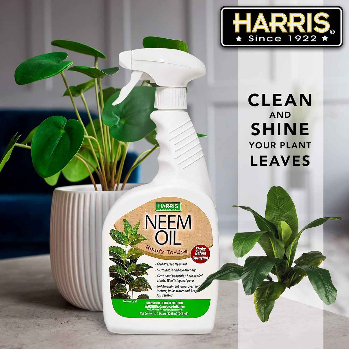 HARRIS Neem Oil Spray for Indoor and Outdoor Plants, Cold Pressed Ready to Use, 20oz