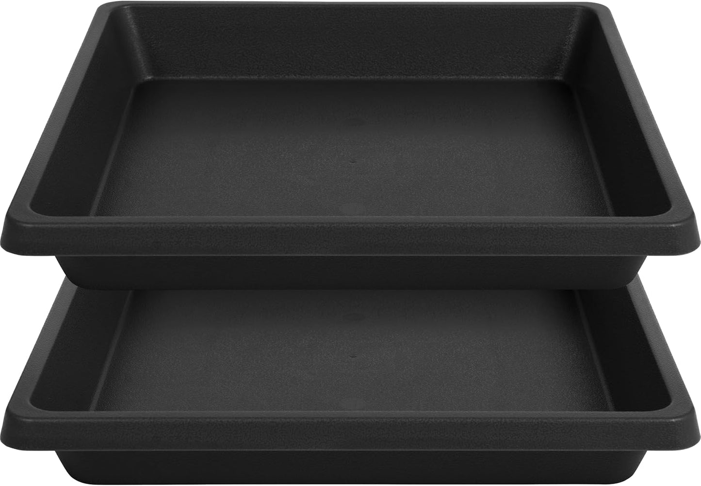 12 Inch 2 Pack Plant Saucer Square, Plant Saucers for Indoors and Outdoors, Flower Pot Saucers, Saucers for Potted Plants, Plant Water Catcher Trays for Pots (12"-Black)