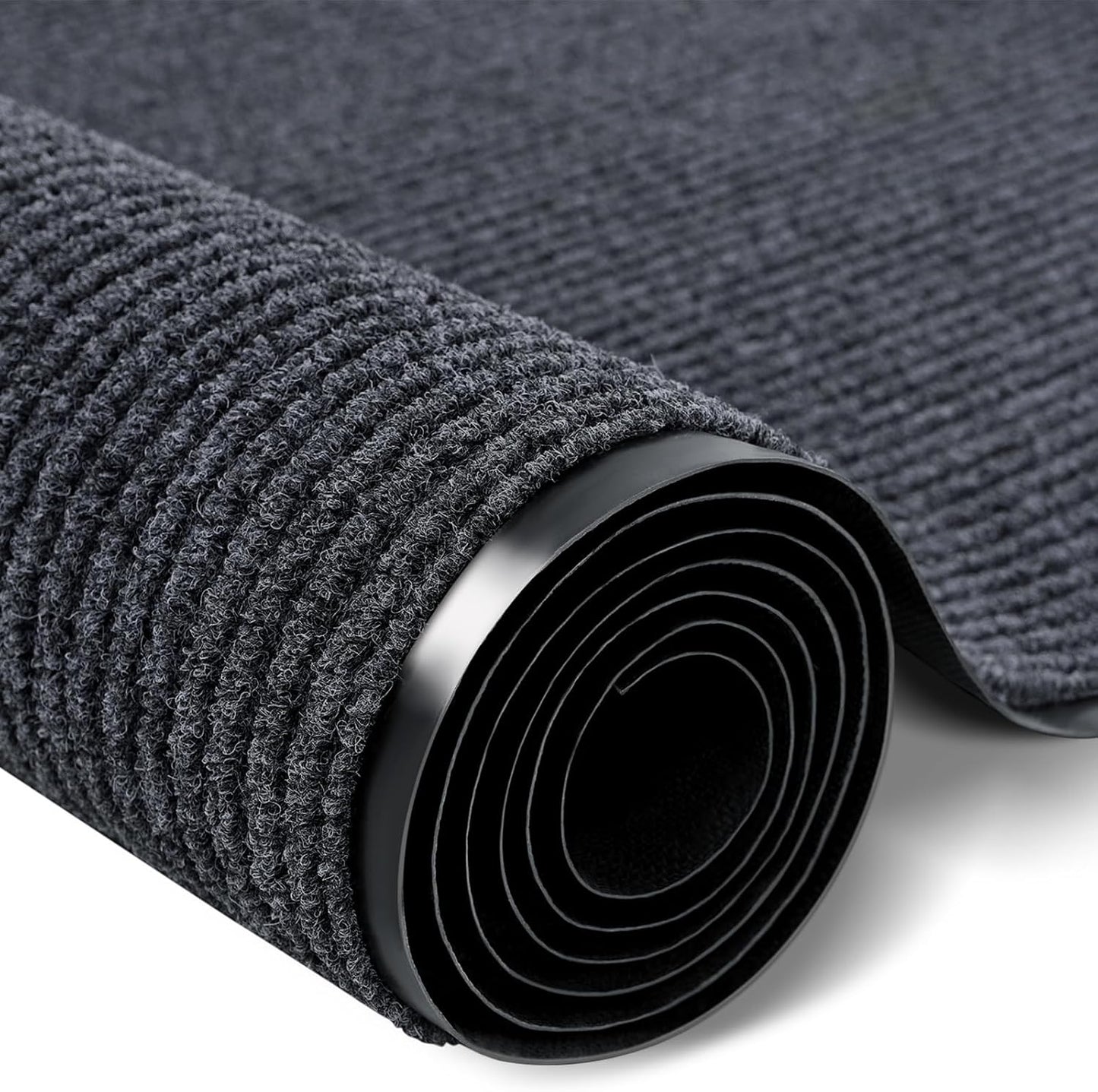 Rubber Door Mat About W3' ×L16' Heavy Duty Large Outdoor Indoor Mat Durable Entrance Doormat Waterproof Rubber Back Rugs for Home Entryway Patio Porch Office Business Areas (Grey)