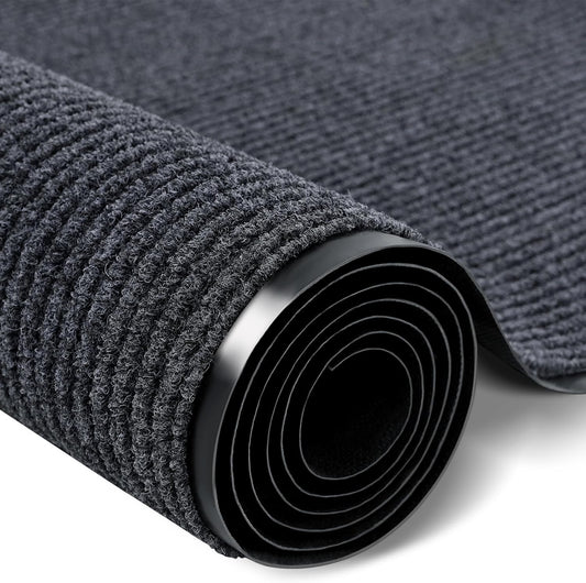 Rubber Door Mat About W3' ×L16' Heavy Duty Large Outdoor Indoor Mat Durable Entrance Doormat Waterproof Rubber Back Rugs for Home Entryway Patio Porch Office Business Areas (Grey)