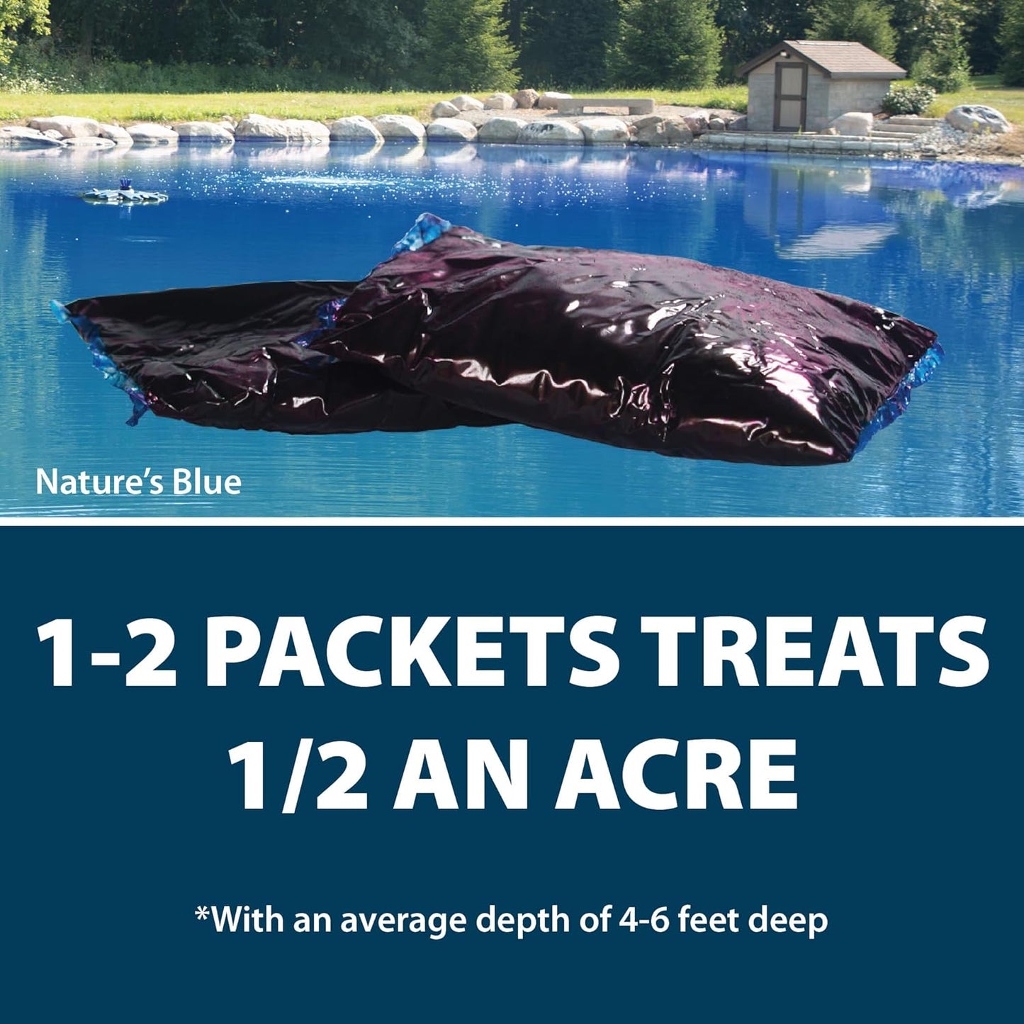 Airmax Pond Dye Packets Natures Blue Colorant for Large Pond & Lake, Beneficial UV Blocking Color Concentrate, Maintain Clean & Clear Water, Fish, Bird & Animal Safe, 4 Soluble Packets