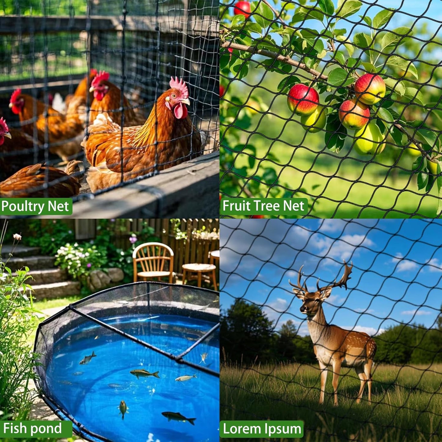 50 x 50 FT Bird Netting for Garden, 1" Square Mesh Size Heavy Duty Nylon Chicken Coop Netting for Blueberry Bushes, Fruit Trees and Vegetable Against Birds, Deer, Squirrels (50X50FT)