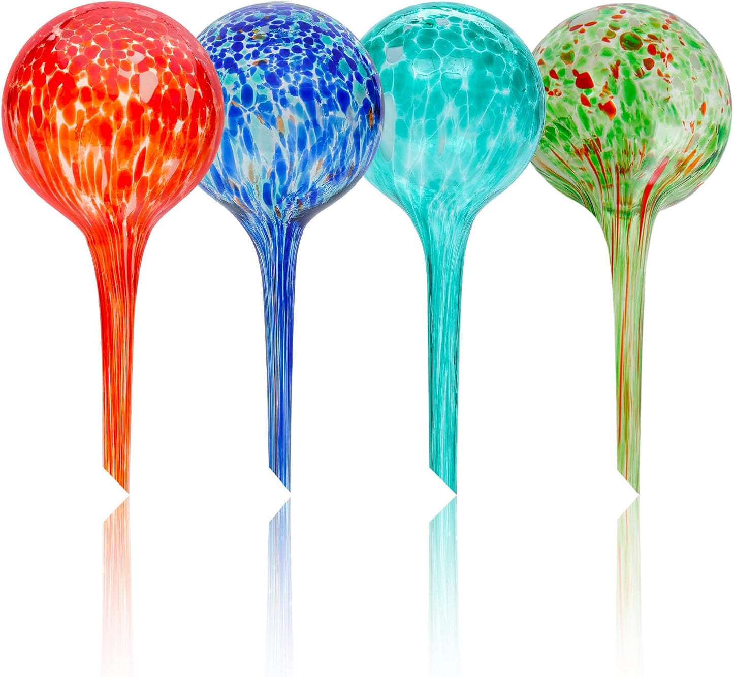 Iridescent Self Watering Globes, Glass Rainbow Plant Watering Globes, Self Watering Planter Insert, Automatic Plant Waterer Indoor (Small-4 Pcs Multi-Color, Small)