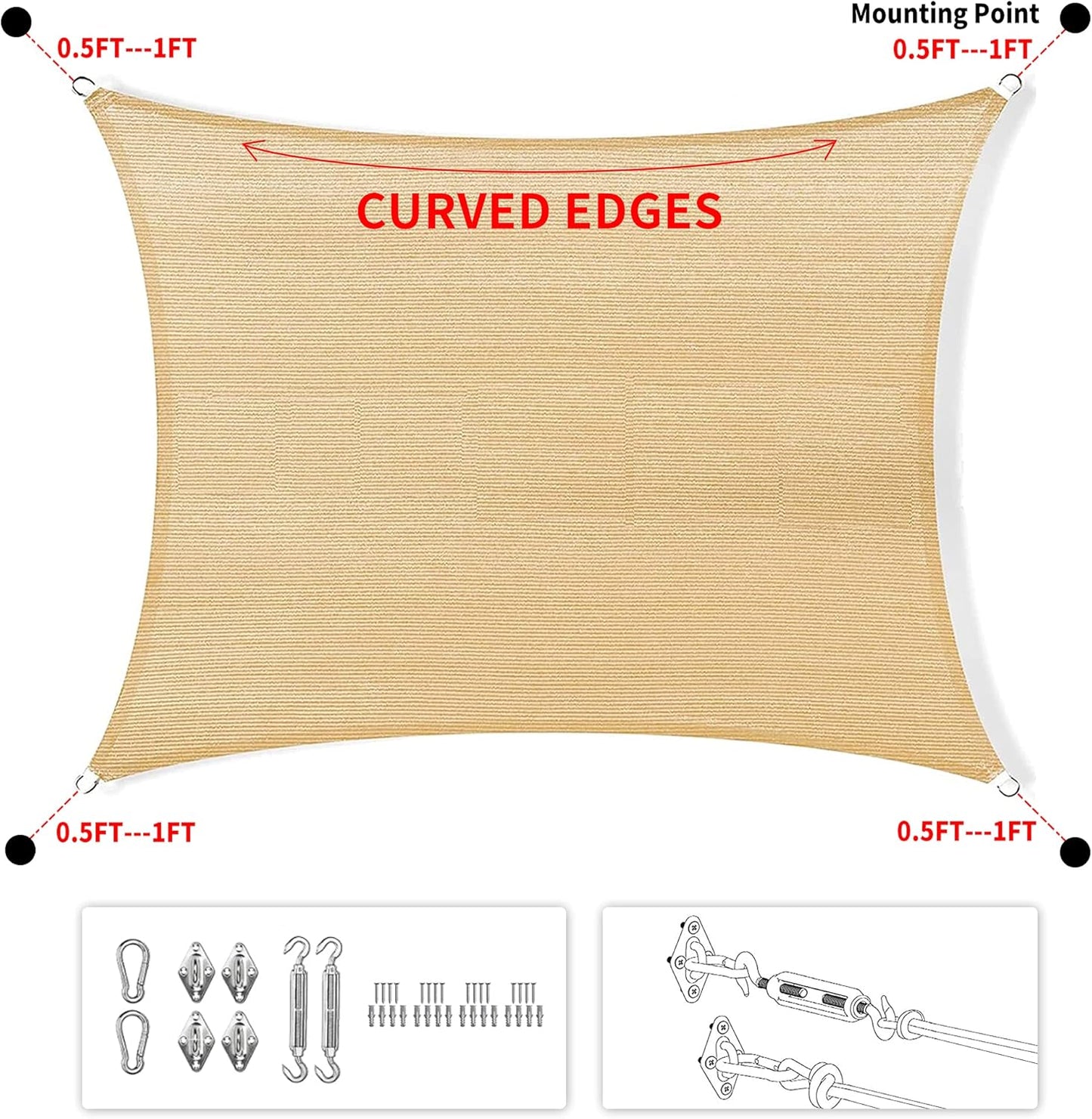 10' x 11' Green Rectangle Sun Shade Sail SSP1212 Canopy Durable Fabric UV Block Awning We Make Custom Orders