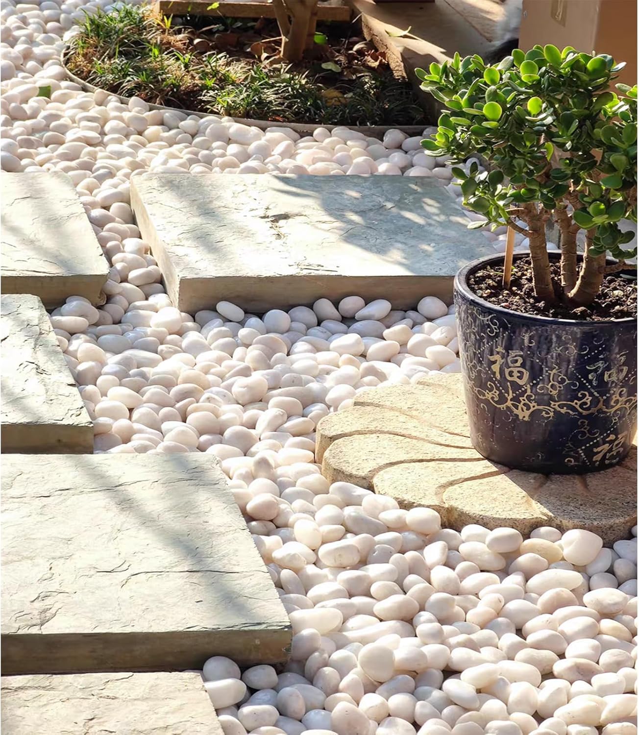 10 lbs White River Rocks, 1-2 inch Polished Pebbles for Indoor Plants, Decorative White Stones for Planters, Vase, Aquarium, Fish Tank, Landscaping and Garden