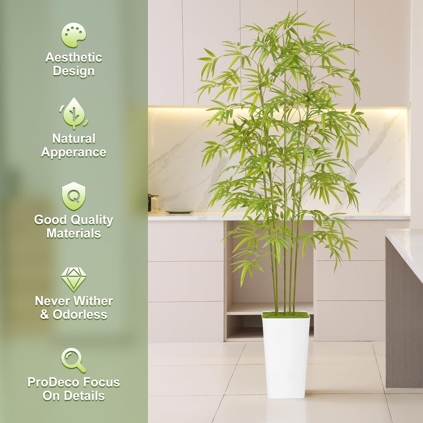 Artificial Bamboo Tree 6FT Tall Fake Plants for Home Office Living Room Decor Indoor (Write)