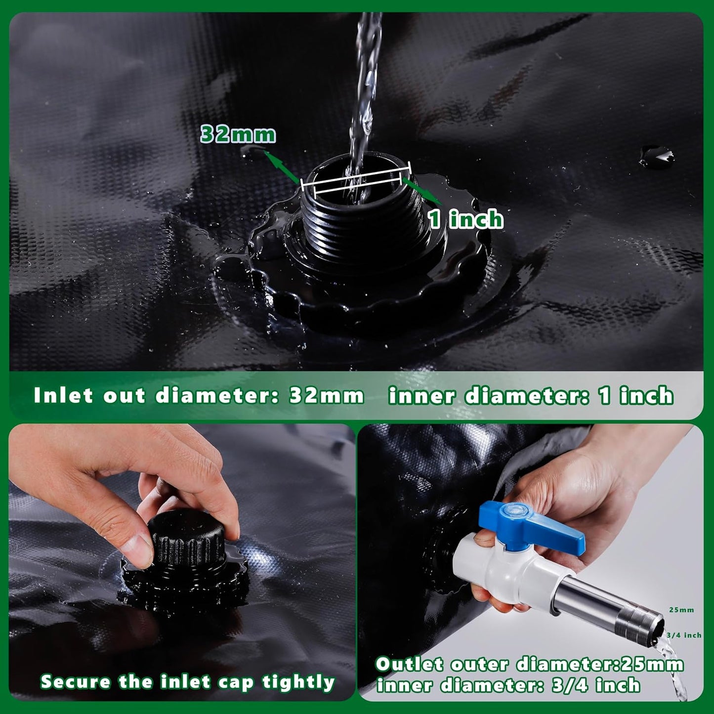 MXQMKL 1400 L/370 gal Water Bladder Storage Containers, Foldable Portable Water Tank Large Capacity Soft Water Bag, Drought Resistance, Fire Prevention, Emergency Water