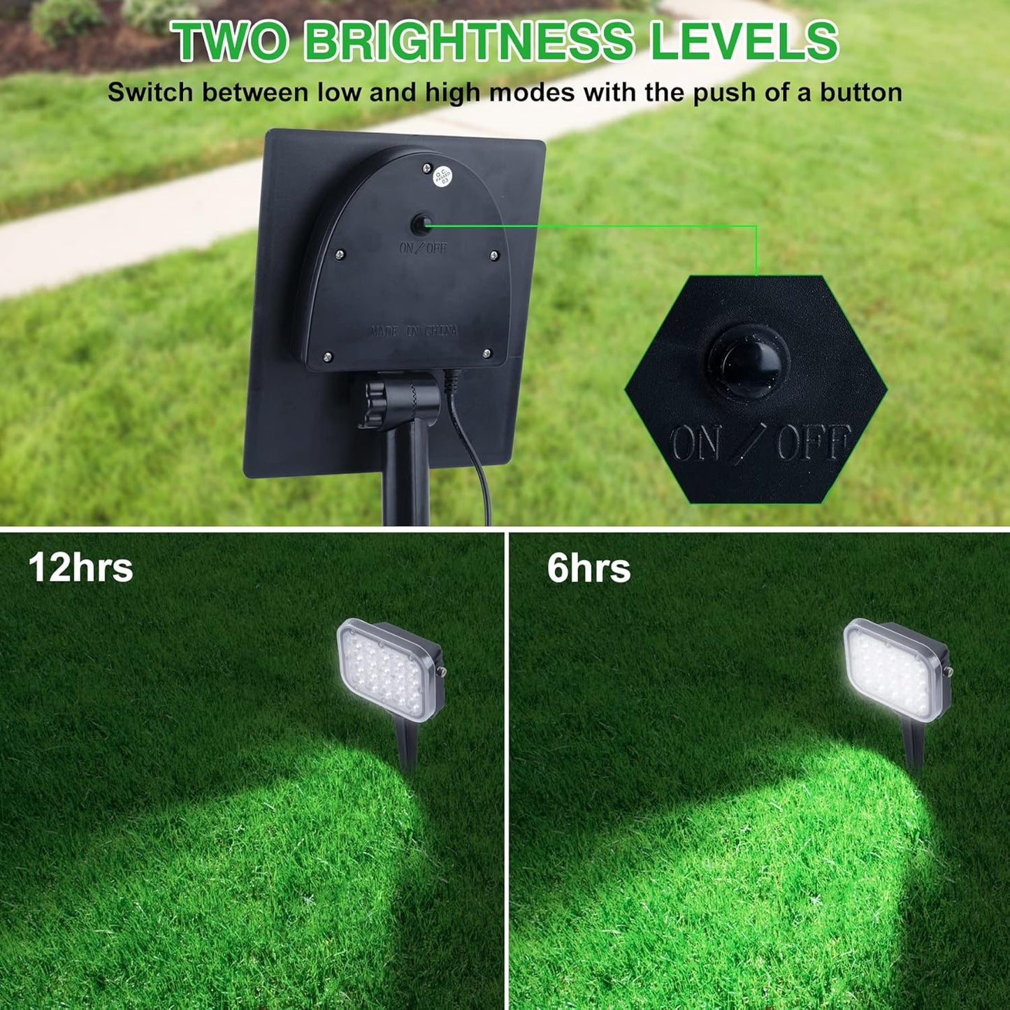 Solar Spot Lights Outdoor,2 Pack 20 LED IP65 Waterproof Solar Landscape Lights, Dusk-to-Dawn 6000K Cold White Solar Outdoor Lights for Yard Garden Driveway Porch Walkway, 1-in-1