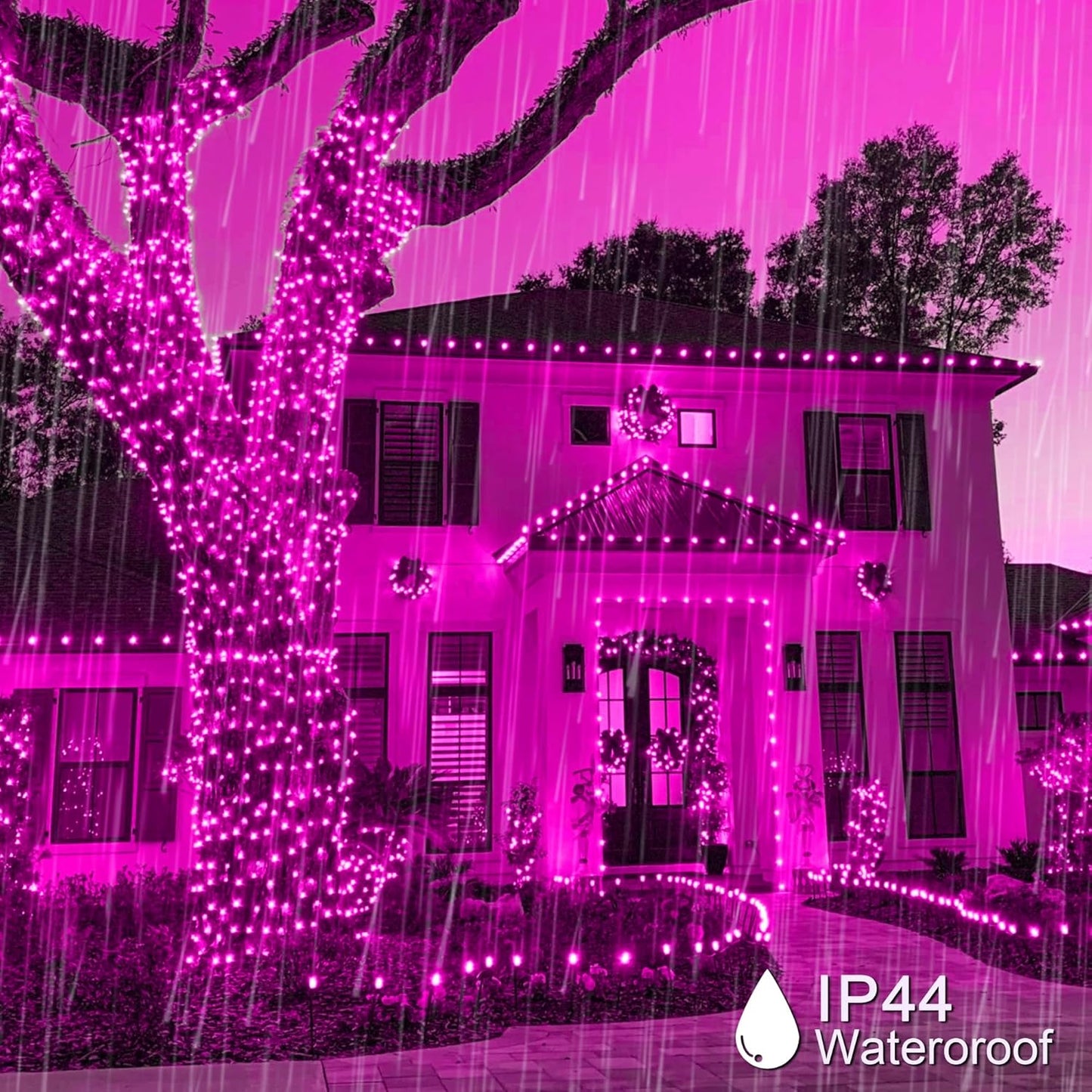 weillsnow Pink Halloween Lights Outdoor, 164 FT 500 LED String Lights Plug in, 8 Modes Waterproof Fairy Lights for Valentines Day, Halloween, Party, Wedding, Bedroom, Garden Decorations