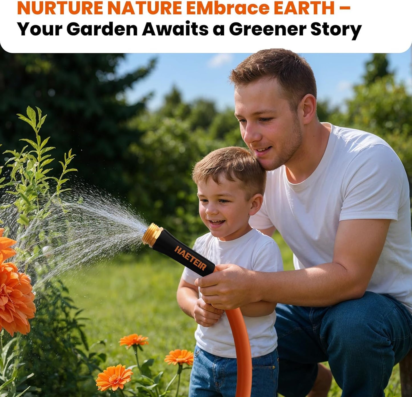 Garden Hose 5ft 5/8", Water Hose Heavy Duty, Flexible, Male to Female Fittings, Burst 700 PSI, Lightweight Hybrid Hose with Swivel Handle (5 FT)