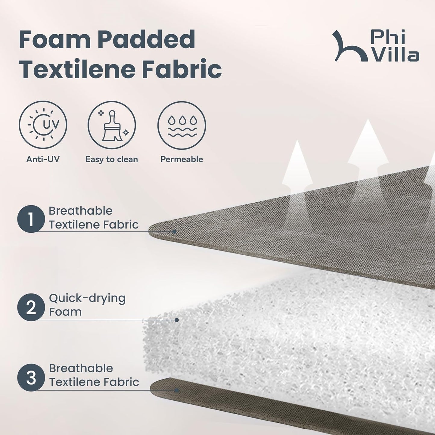 PHI VILLA Patio Dining Set with Umbrella for 4, Outdoor Table & Chairs Set with 4 Padded Swivel Patio Dining Chairs, 1 Metal Dining Table and 10ft Orange Red Large Patio Umbrella (No Umbrella Base)