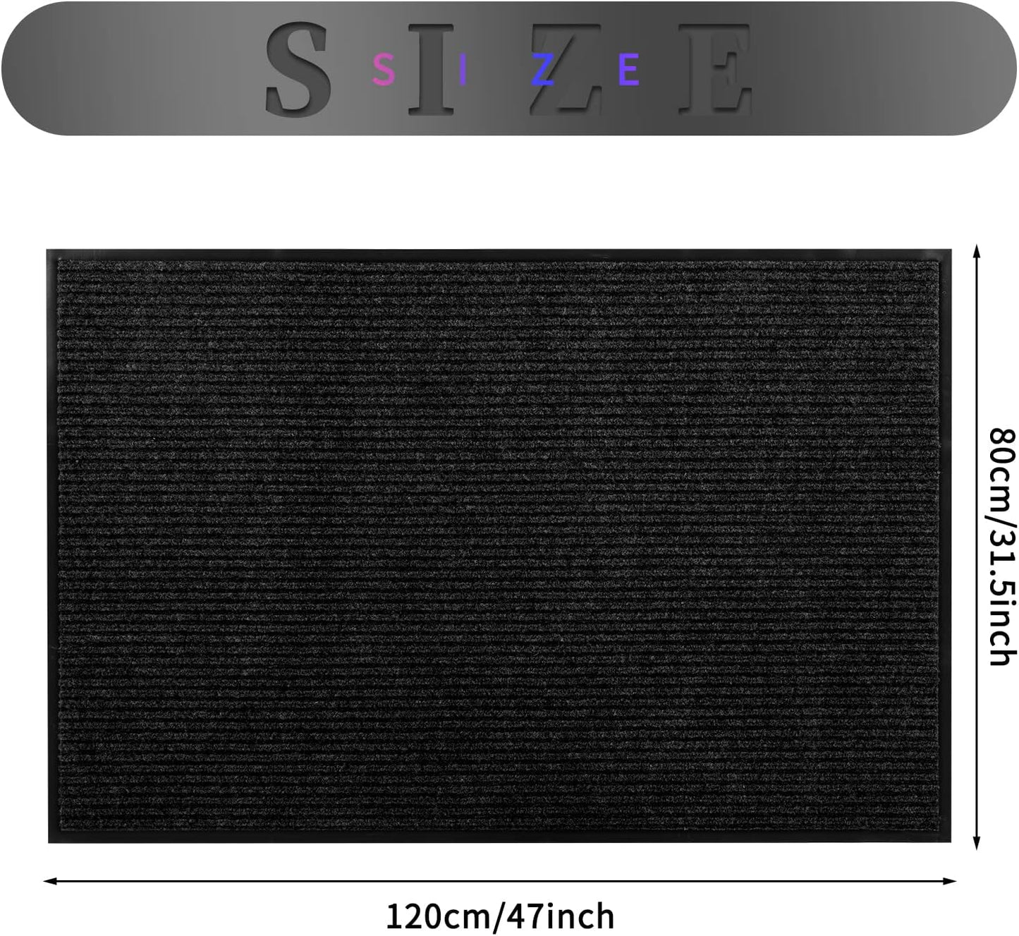 fani Heavy Duty Large Outdoor Indoor Entrance Black Doormat Waterproof Low Profile Entrance Rug Front Door Mat Patio Anti-Skid Rubber Back, 31x47 inch (Black)