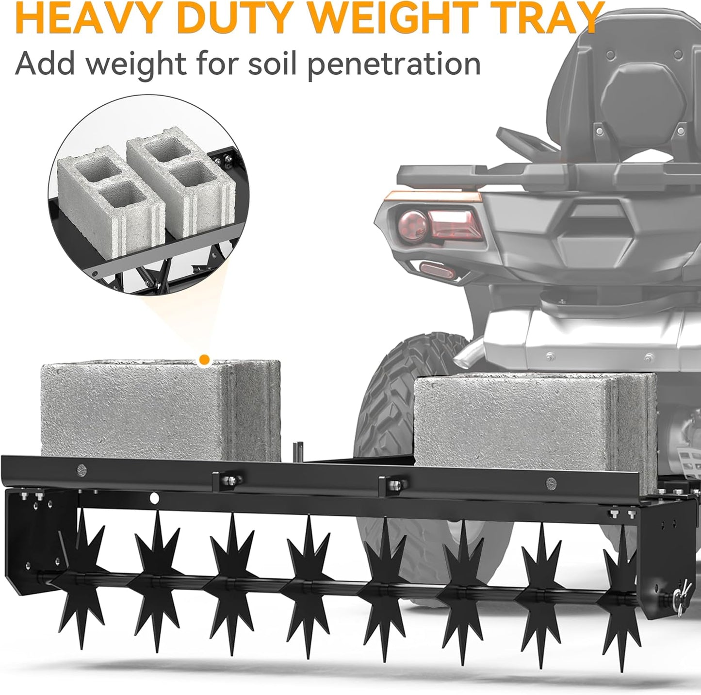 YINTATECH 48" Lawn Aerator Tow Behind with Universal Hitch for spike Aerator, Black