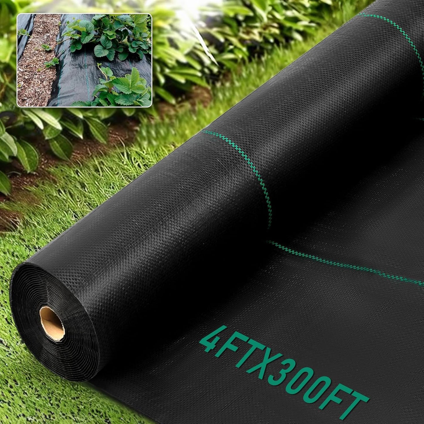 KAKO 4 x 300Ft Weed Barrier Fabric Heavy Duty, Weed Barrier Landscape Fabric, Garden Fabric Weed Barrier, Garden Weed Barrier Fabric Weed Cloth for Garden Fabric, Landscaping Fabric, Driveway Fabric