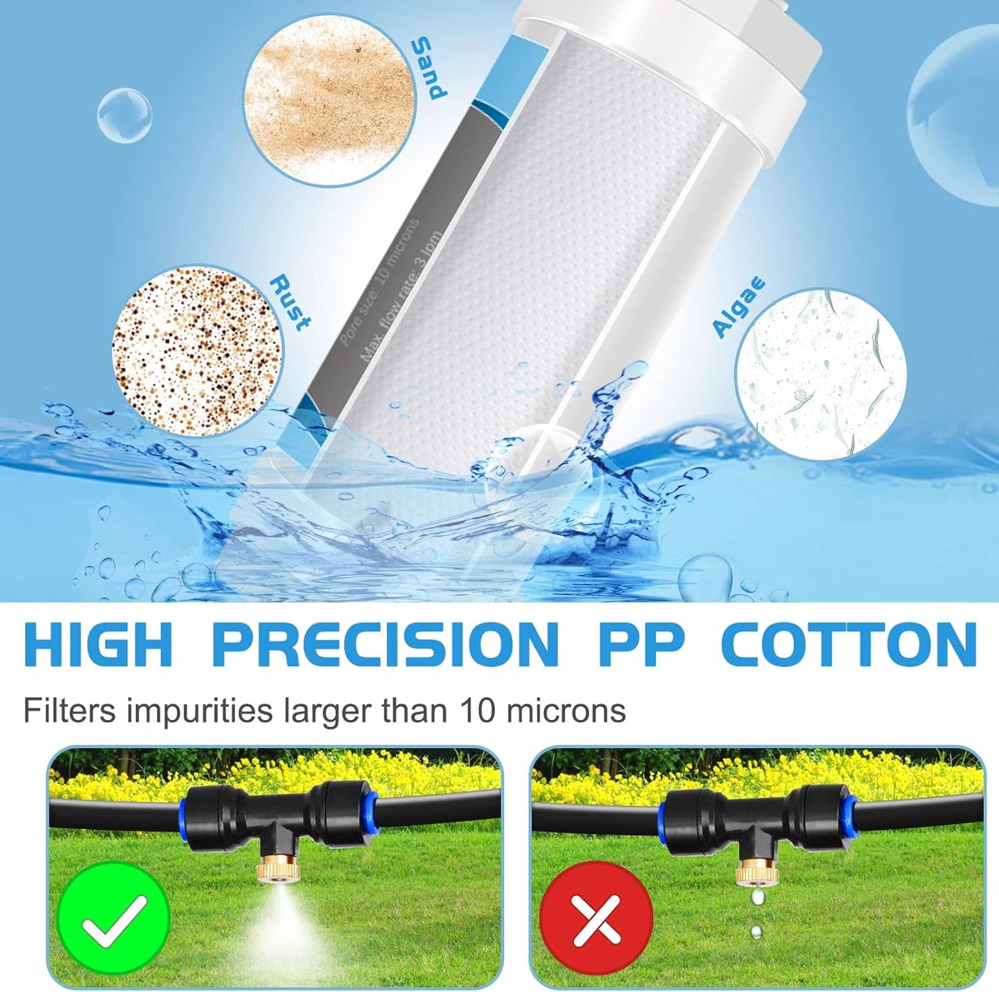 Misting System with Water Filter - Upgraded Signice 26 Ft (8M) Line & 7 Brass Mist Nozzles Outdoor Misters for Patio Cooling Mister Systems Kit for Outside Garden Backyard Greenhouse (Black)