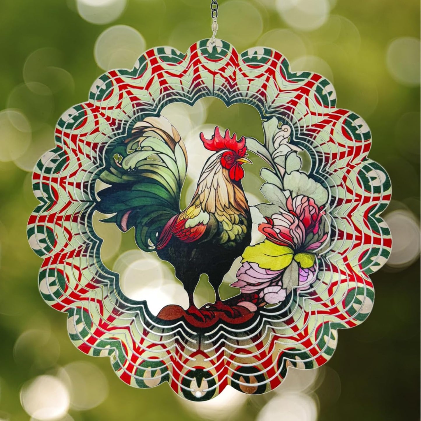 Wind Spinners Outdoor Chicken Decorations - Birthday Gifts for Women Mom Grandma, Hanging 12 inch 3D Sculptures for Garden Decor for Outside, Patio, Yard