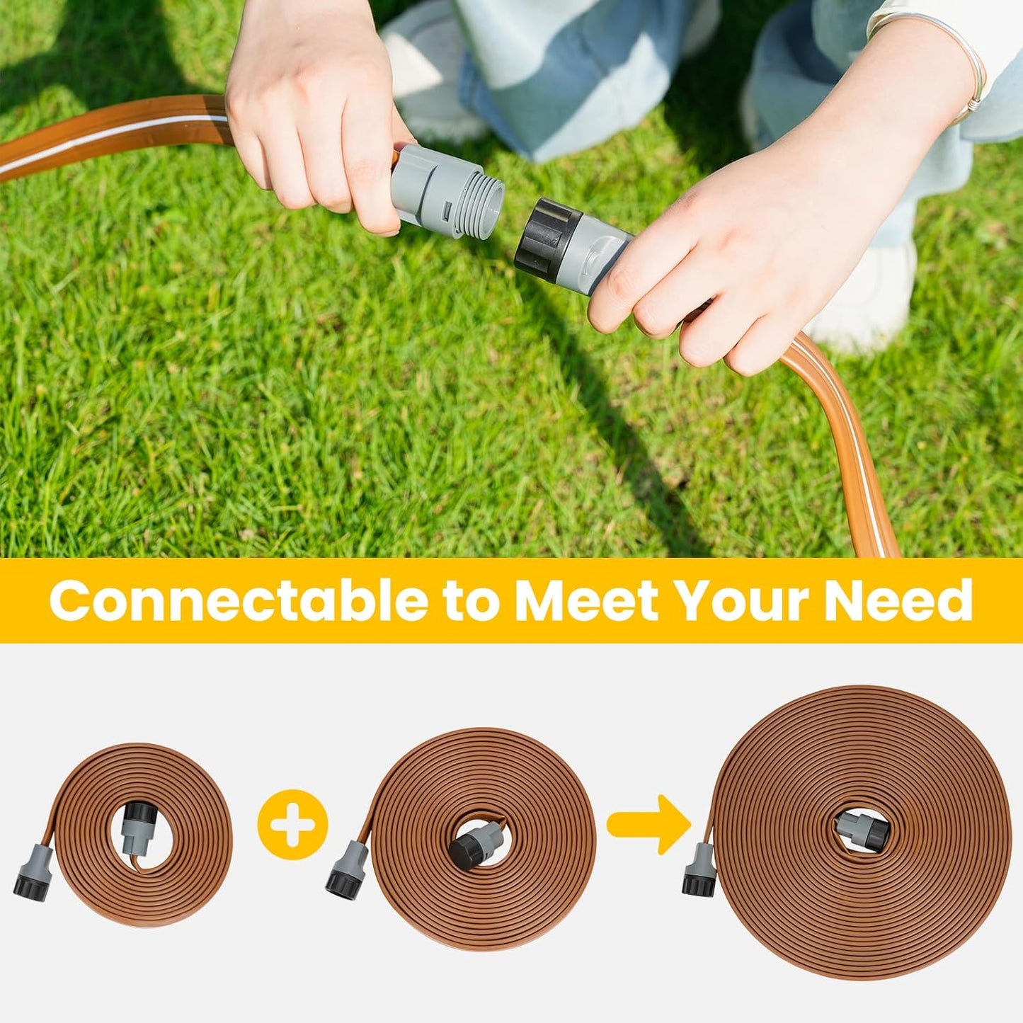 LINEX Sprinkler Soaker Hose 20 ft 2 pack for Garden, Watering Hose with Holes, High-Efficiency Sprinklers System for Lawn and Garden with Staples