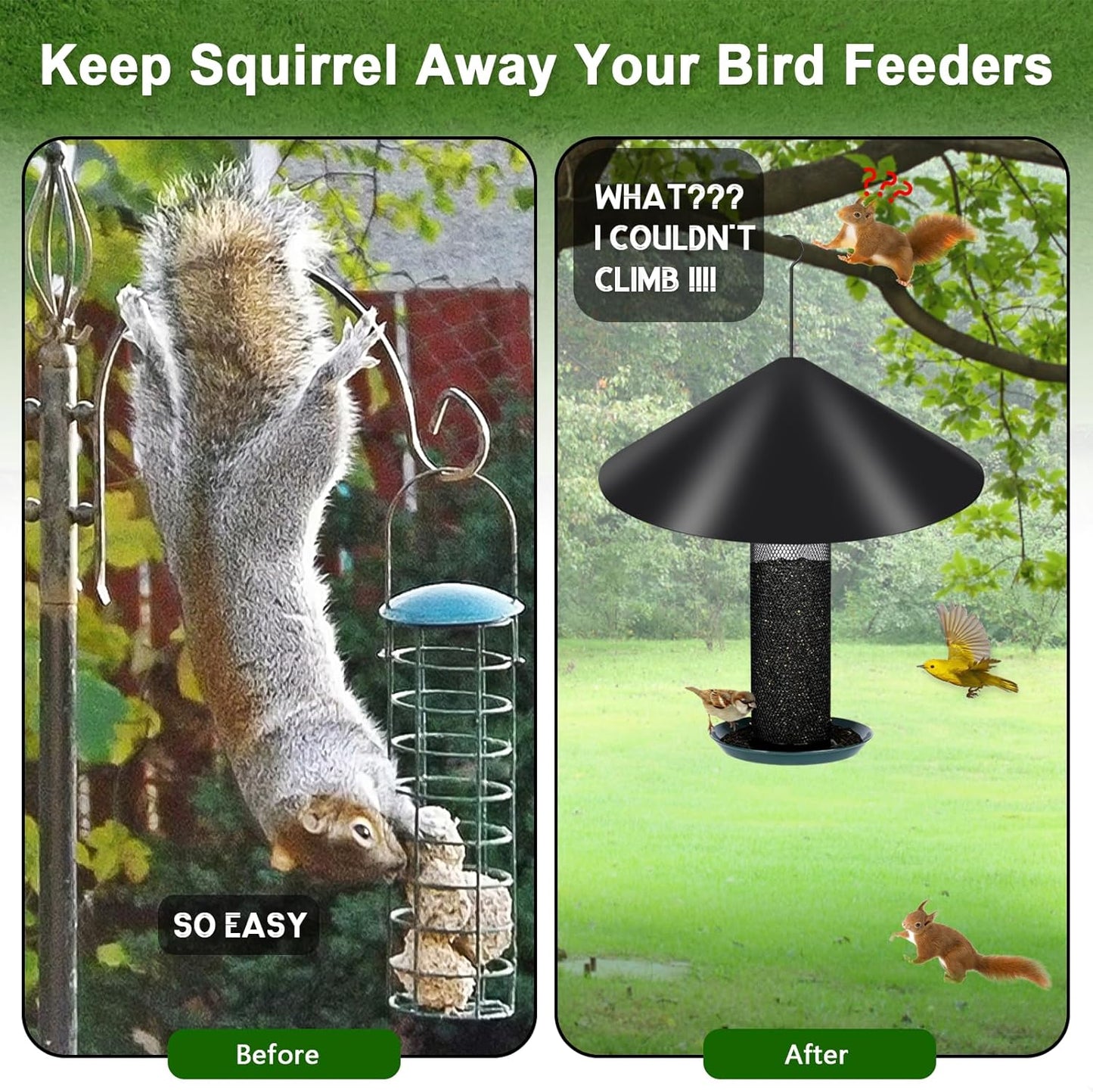 Gtongoko 19 Inch PP Squirrel Baffle for Protect Outside Hanging Mounted Bird Feeder or Bird House Squirrel Proof for Shepherd Hooks Black 1 Pack