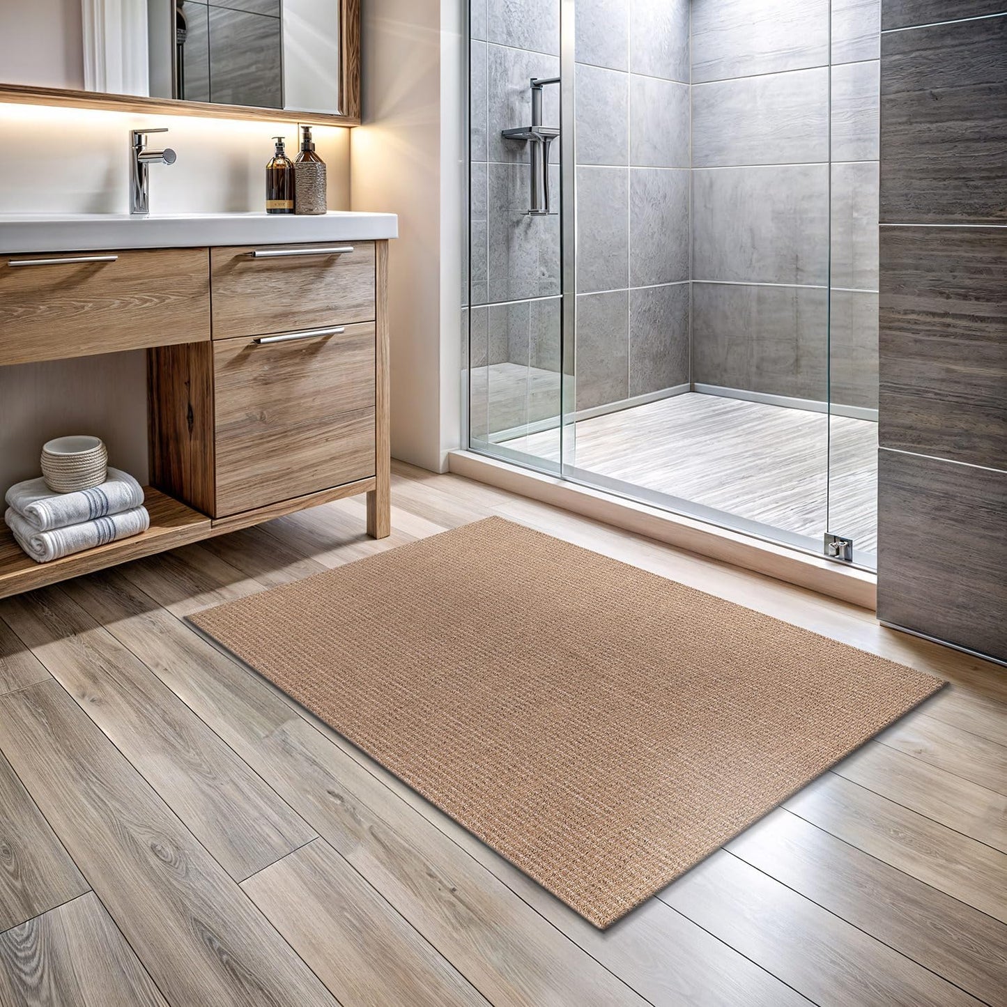 Easy Jute Door Mat 2x3 Indoor Outdoor Natural Rugs Solid Fiber Rug Woven Area Rug Boho Easy Clean Inside Carpet for Living Room Bedroom Dining Room Hallway or Outdoor Patio Porch (2 X 3 Natural)