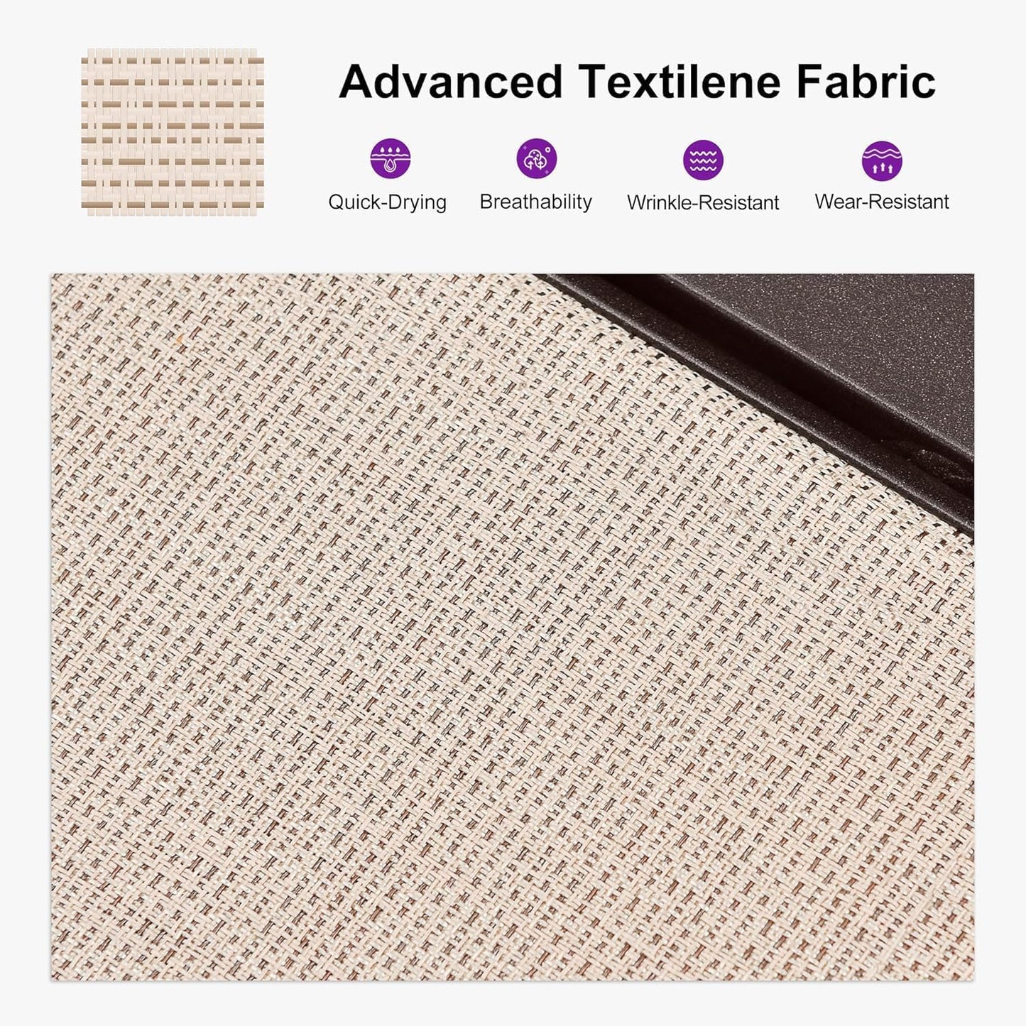 PURPLE LEAF Oversized Patio Lounge Chairs Set of 3, Reclining Pool Lounge Chairs with Side Table and Wheels for All Weather for Outdoor, Deck, Lawn, Aluminum Outside Pool, Cream