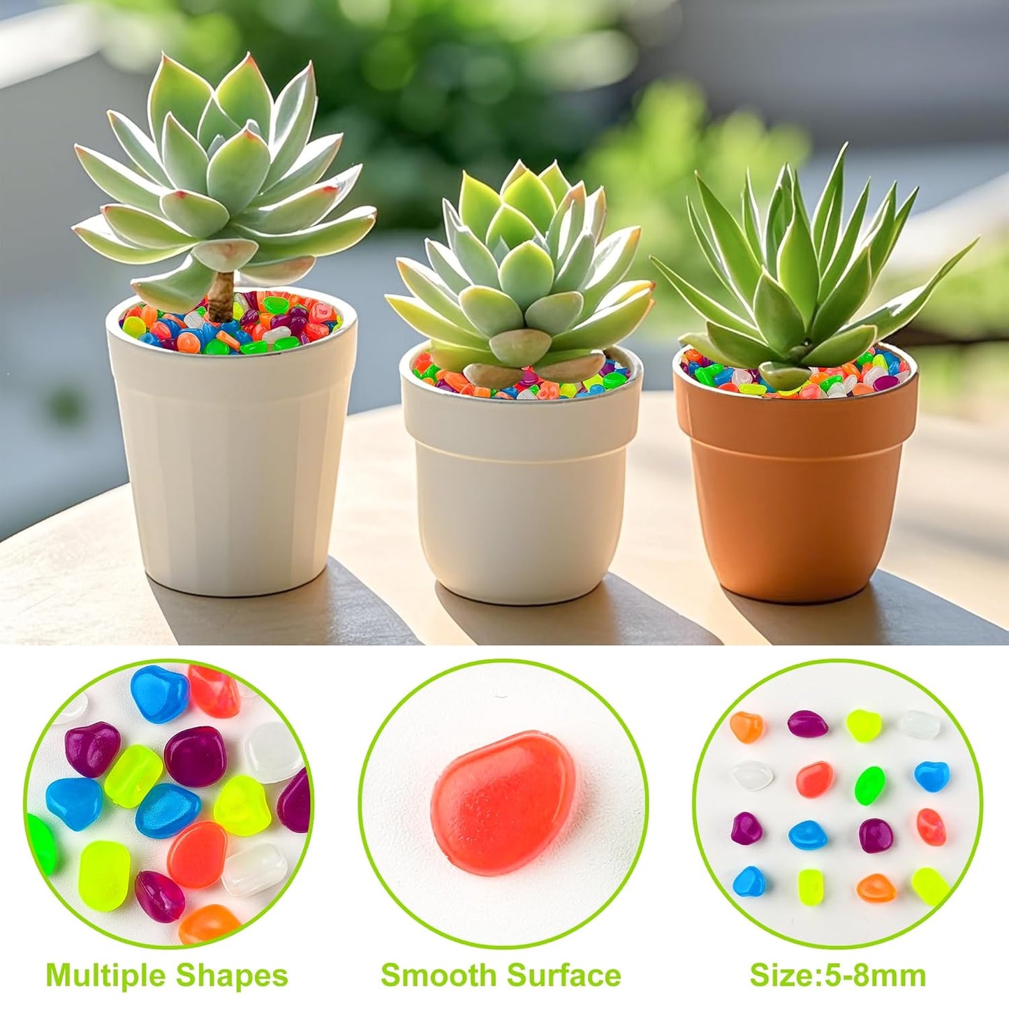 2000pcs 5-8mm Colorful Glow Stones for Outdoors Bulk Outdoor Garden Glow Pebbles Aquarium Luminous Stone for Walkways Driveway Yard Plant Pots