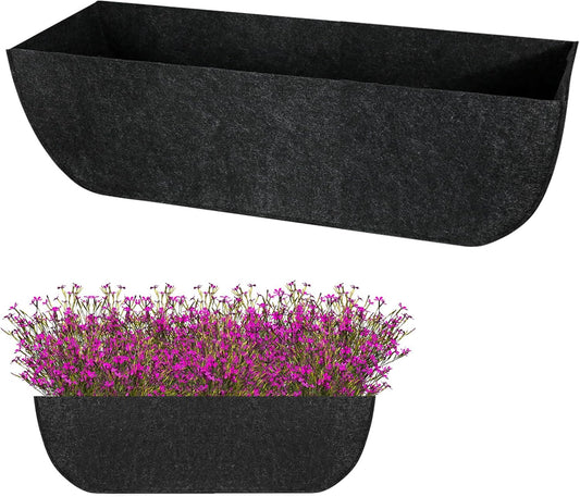 1-Pack 24in Planter Liners - Breathable Felt Hanging Basket and Window Box Liners - Prevent Root Suffocation and Bird Damage - Black