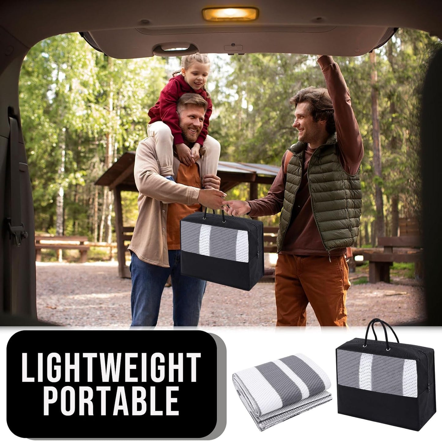 OLANLY Outdoor Rug 5x8 ft Waterproof, Reversible Outdoor Plastic Straw Rug, RV Mat, Indoor Outdoor Carpet Clearance for Patio, Camping, Balcony, Deck, Backyard, Grey & White