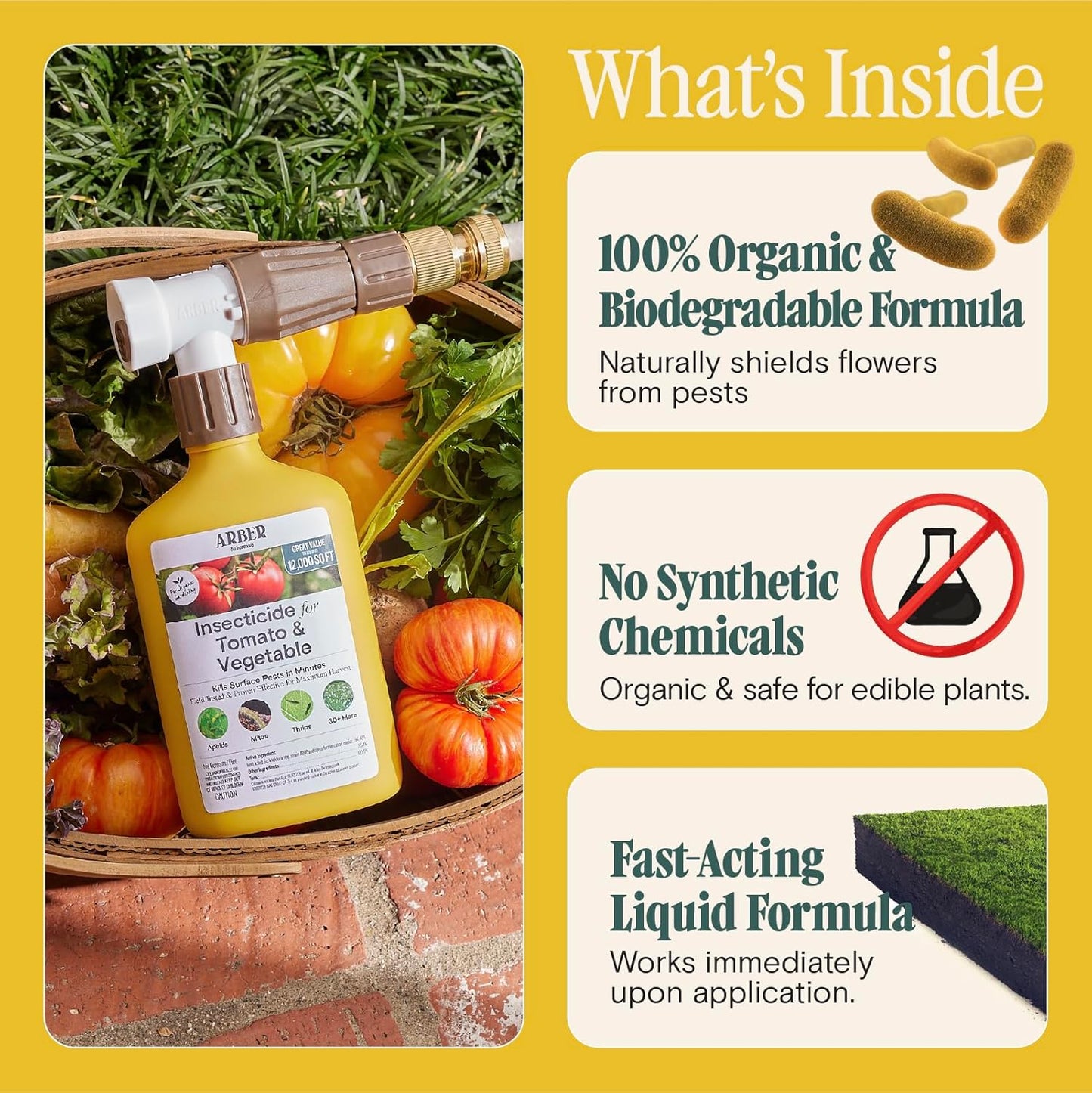 Organic Insecticide for Tomato, Fruits & Vegetables 16oz Ready-to-Spray – Controls Aphids, Mites, Thrips & More – Certified Organic & Safe for Edible Plants