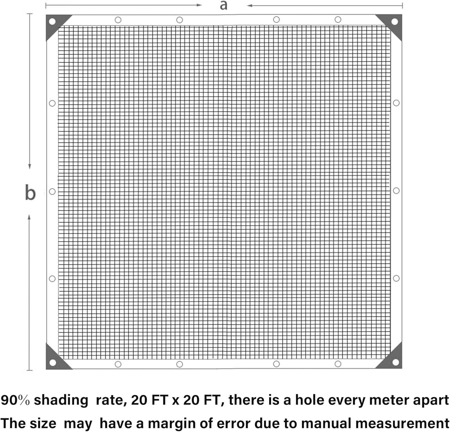 winemana 90% Shade Cloth, Dog Kennel Shade Cover, 20 x 20 FT Sturdy Durable Sunblock Shade Mesh Tarp with Grommets for Patio Plants Greenhouse Chicken Coop Porch