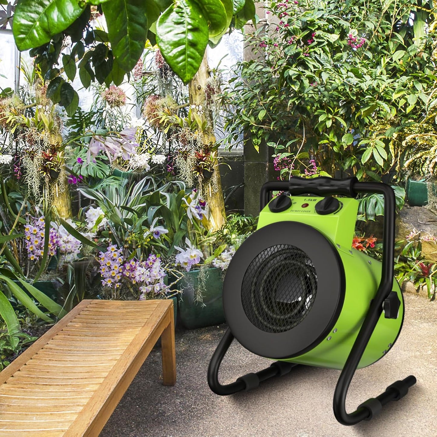 Gardtech Greenhouse Heater with Digital Thermostat, 1500W Portable Outdoor Heater with Overheat Protection, Grow Tent Heaters [Stronger air volume] Fast Heating for Patio, Garage, Flower House(Green)