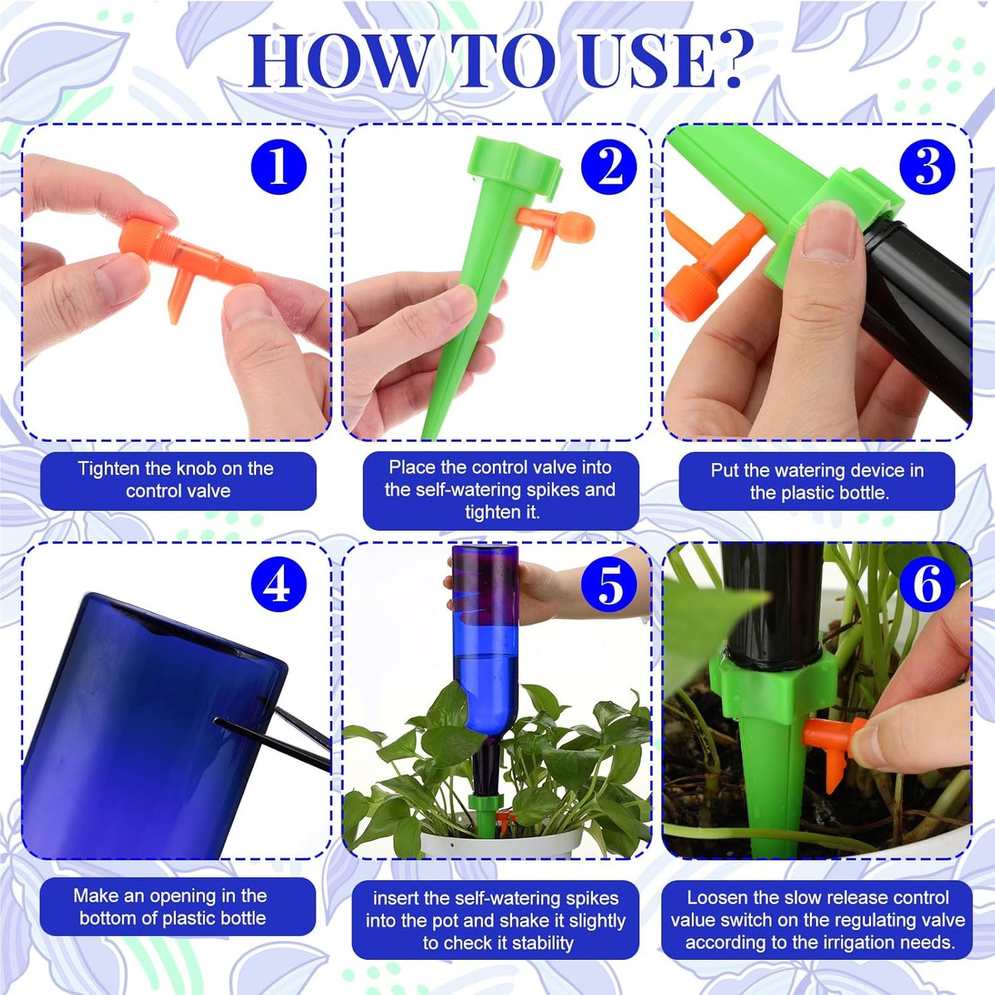 Plant Watering Devices with Self Watering Spikes and 26 oz Plastic Bottles Plant Waterer Devices with Adjustable Control Valve Switch Indoor Outdoor