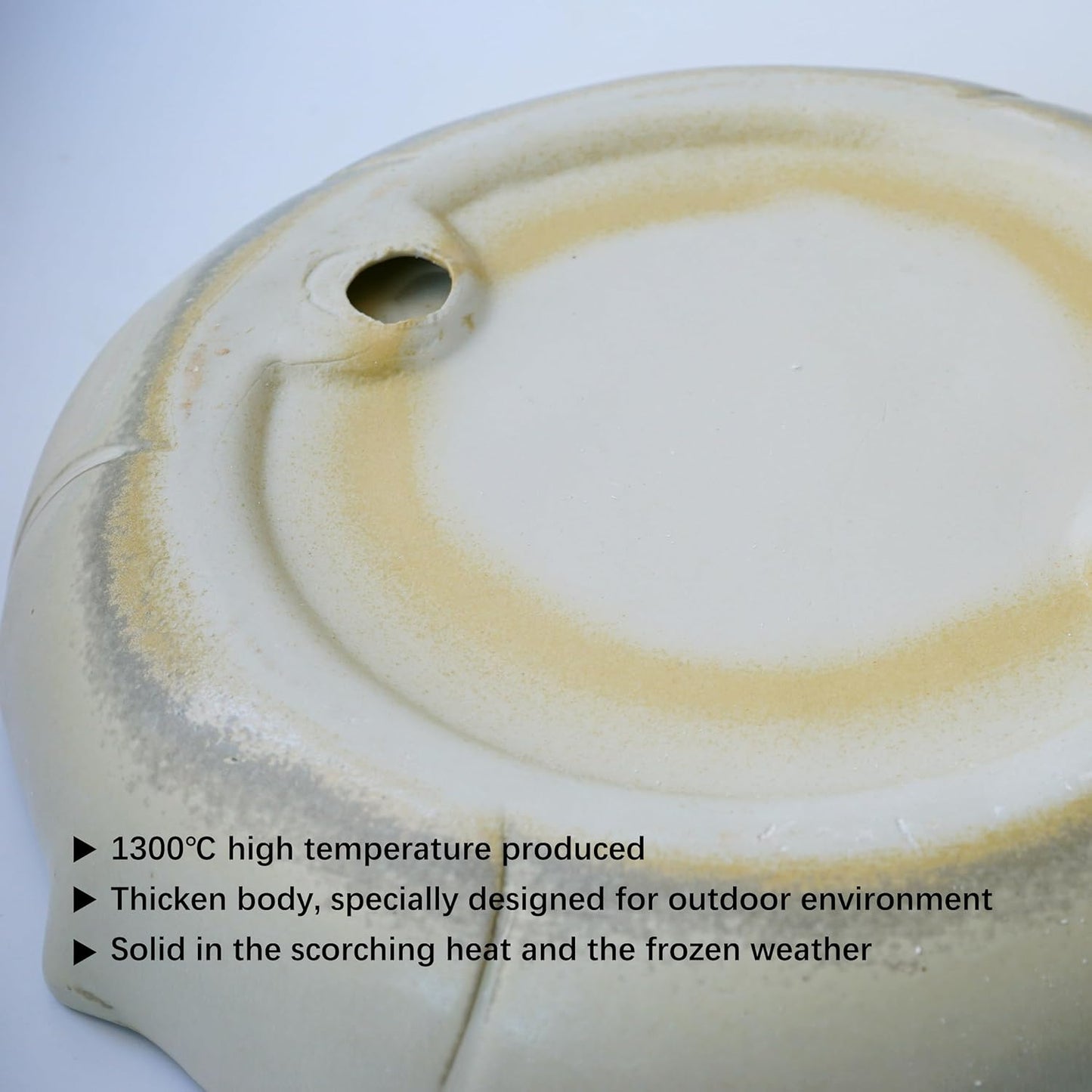 Ceramic Heavy Duty Ground Wild Bird Bath Bowl or Feeder for Outdoor Garden, Bowl Only (Beige)