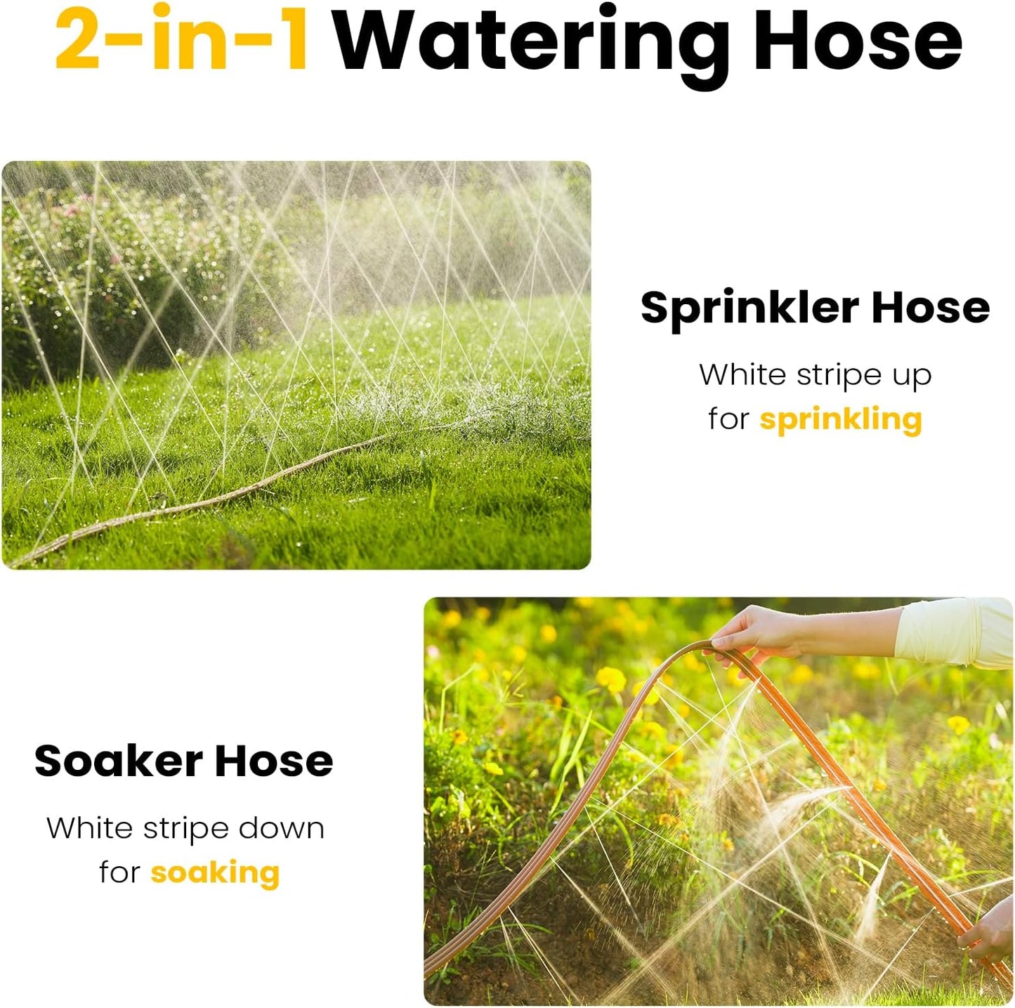 LINEX Sprinkler Soaker Hose 20 ft for Garden, Watering Hose with Holes, High-Efficiency Sprinklers System for Lawn and Garden with Staples
