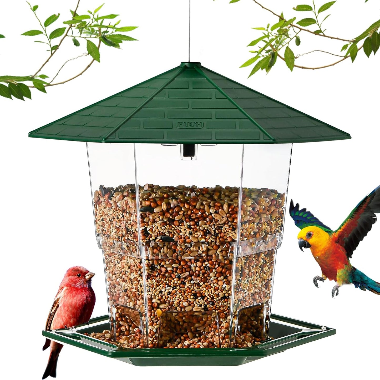 Bird Feeders for Outdoors Hanging Bird Feeder Wild Birds Seed, Green 2 Pack