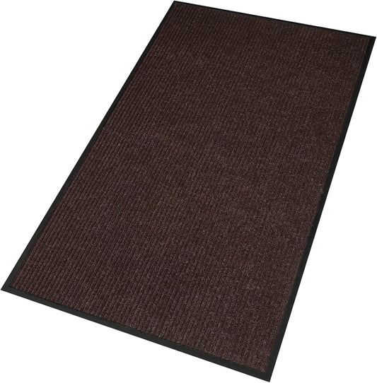 Low Profile Rubber Door Mat, 60x35inch, Heavy Duty, Entrance Doormat, Indoor and Outdoor, Waterproof, Easy Clean Shoe Scraper, Home Rug Welcome Mats for Entryway, Patio, Porch, Brown