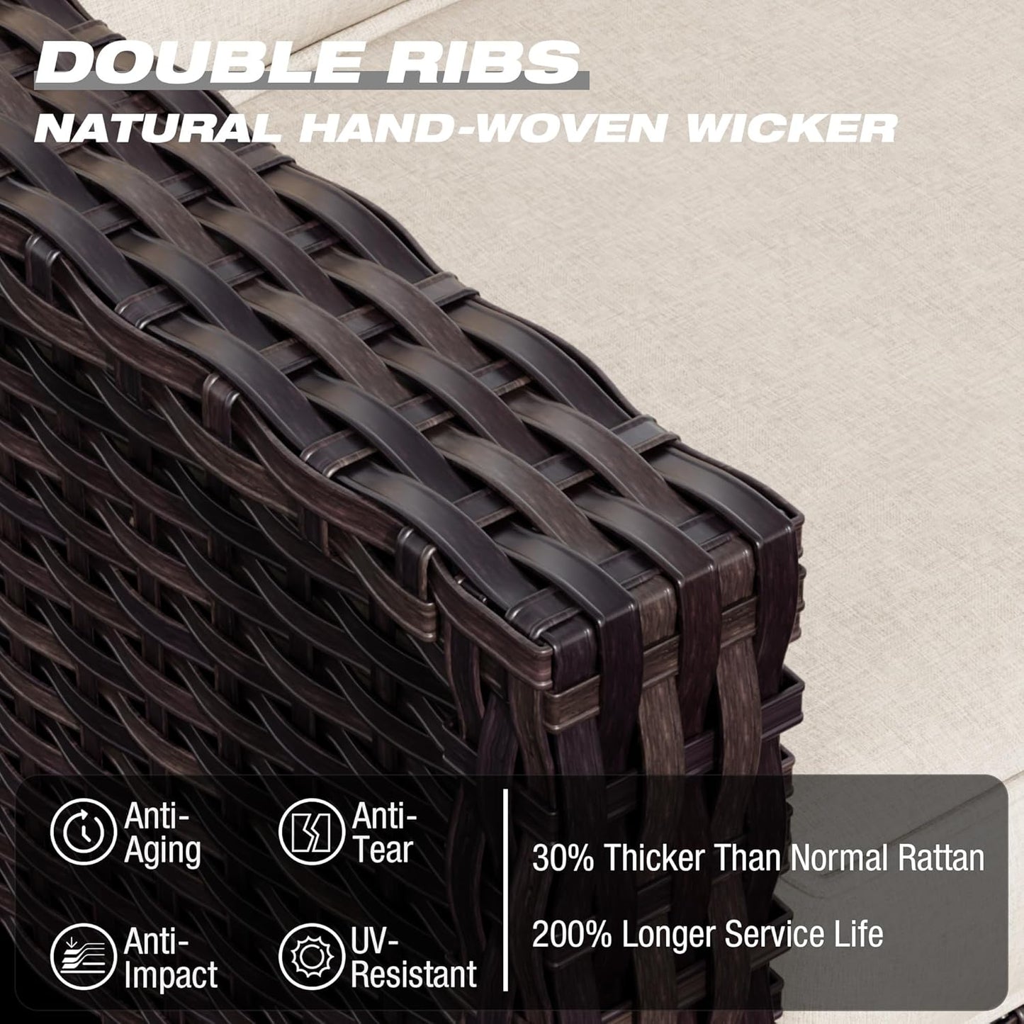 Joyside Swivel Patio Chairs Set of 2, Wicker Patio Furniture with Wide Armrest and Thick Cushions, Upgraded Large Size for Backyard, Garden, Poolside