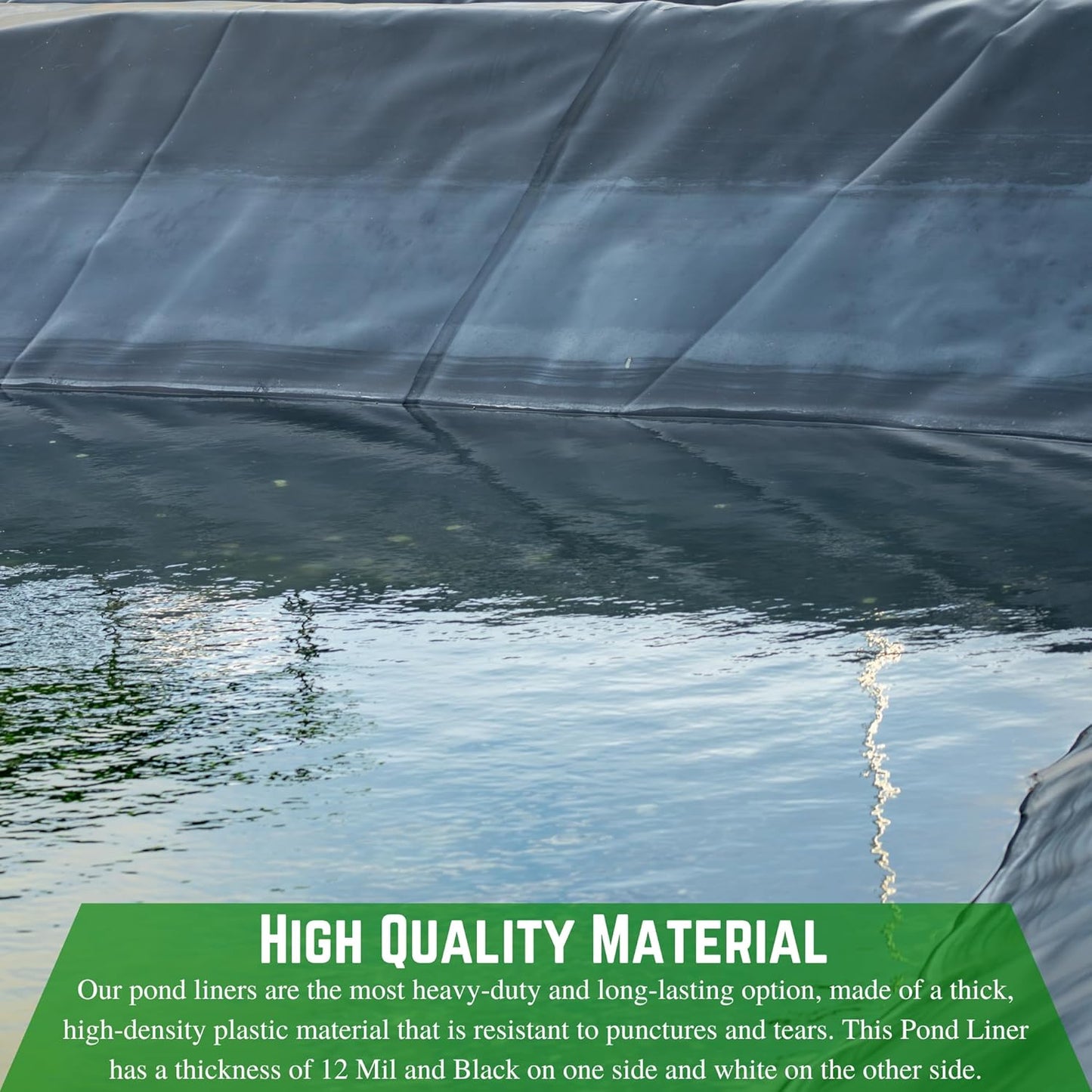 Farm Plastic Supply - 12 Mil String Reinforced Black/White Pond Liner - 12 Mil Fish Pond Liner, Pond Liners for Outdoor Ponds, Koi Ponds, Garden Fountain, Containment Liner (12' x 30')