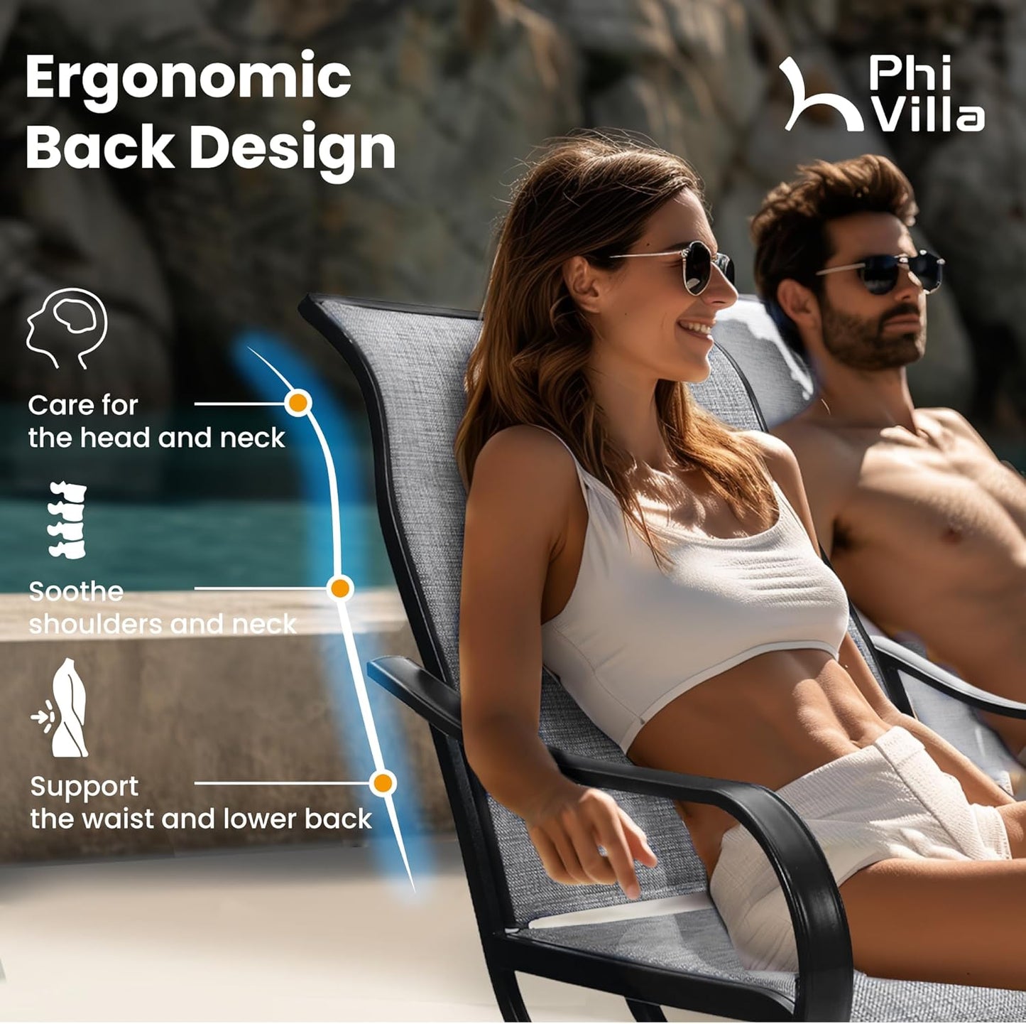 PHI VILLA 5 PCS Patio Dining Set with Outdoor Swivel Dining Chairs (Gray) and 37"x 37" Metal Steel Dining Table, All Weather Patio Dining Furniture Set for Poolside Deck Lawn Garden