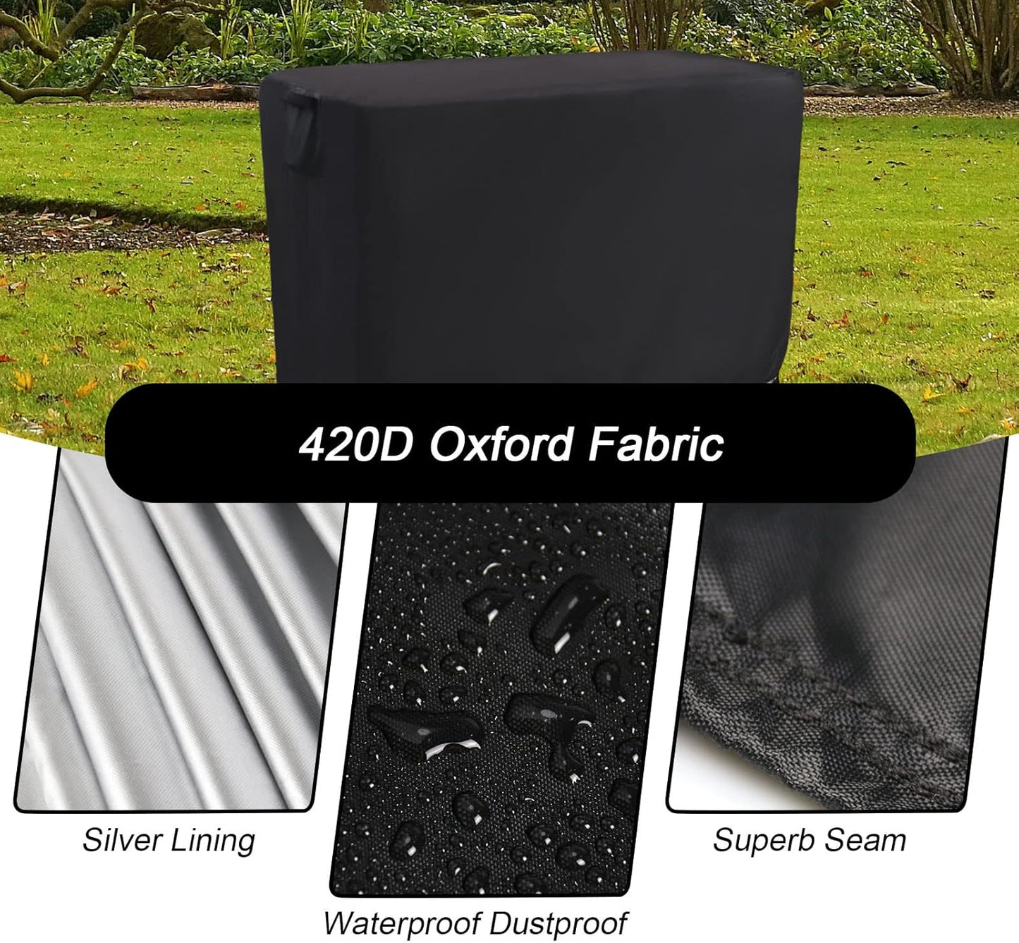 Kingling Outdoor Table Cover 48 Inch, Waterproof Stainless Steel Table Cover Metal BBQ Table Covers Weather Protection for Patio Kitchen Work/Prep Tables - 48''L x 24''W x 35''H(Black)