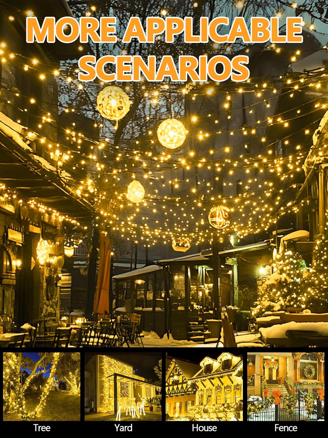 2 Pack Super Long Solar Christmas Lights Outdoor Waterproof, 400 LED 144FT Solar String Lights with Green Wire 8 Lighting Modes, Mini Led Twinkle Light for Xmas Tree Fence Yard Party Decor, Warm White