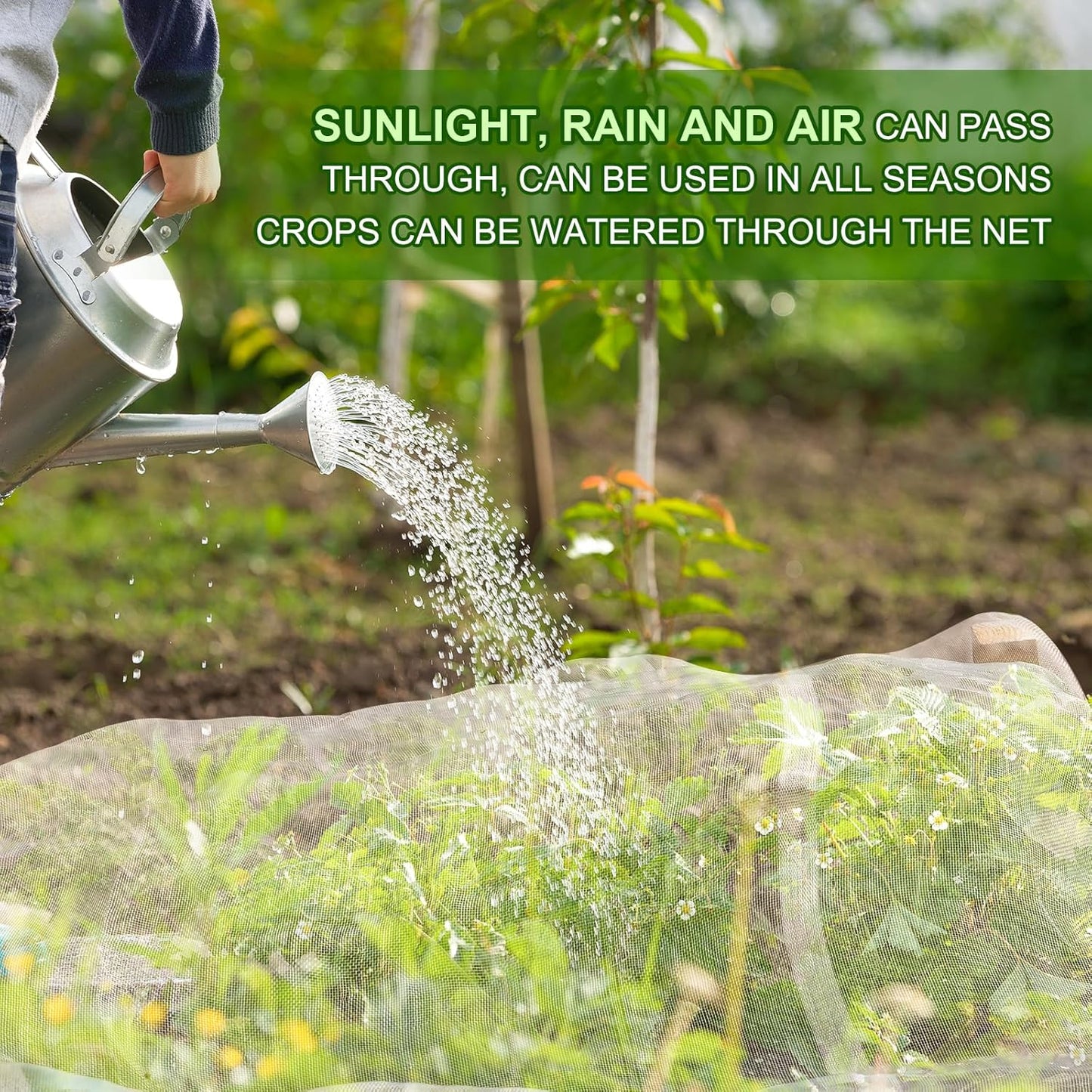 Garden Netting, Jevrench Durable Ultra Fine Garden Netting, Garden Plant Cover Row Cover Makes Plants, Vegetables, Fruits, and Flowers Grow Better (13ft x 16ft)