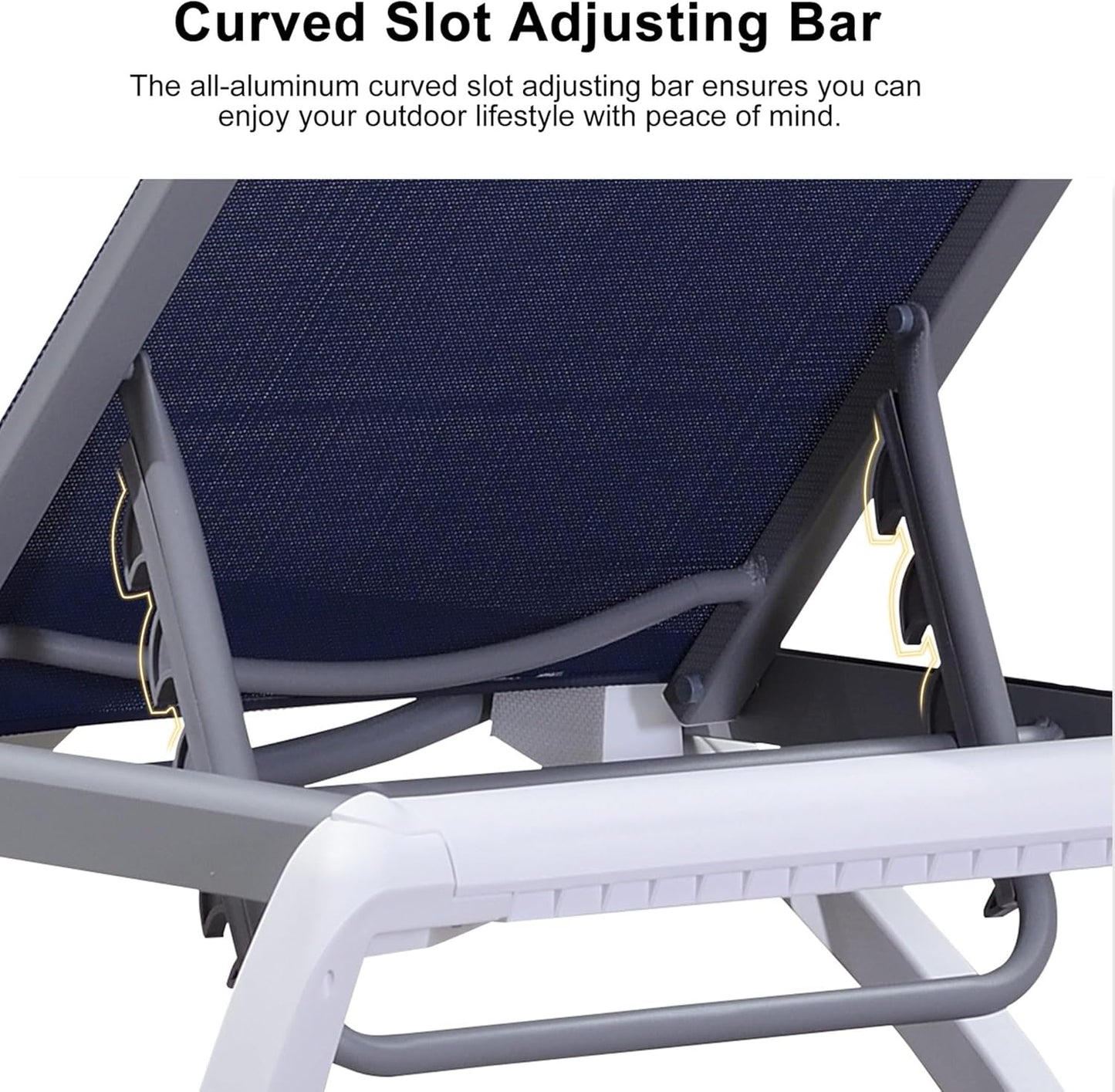 PURPLE LEAF Patio Chaise Lounge Chair Set Outside Aluminum Plastic Stackable Tanning Chairs with Side Table for Pool Sunbathing Beach Deck Outdoor Lounger, Dark Blue