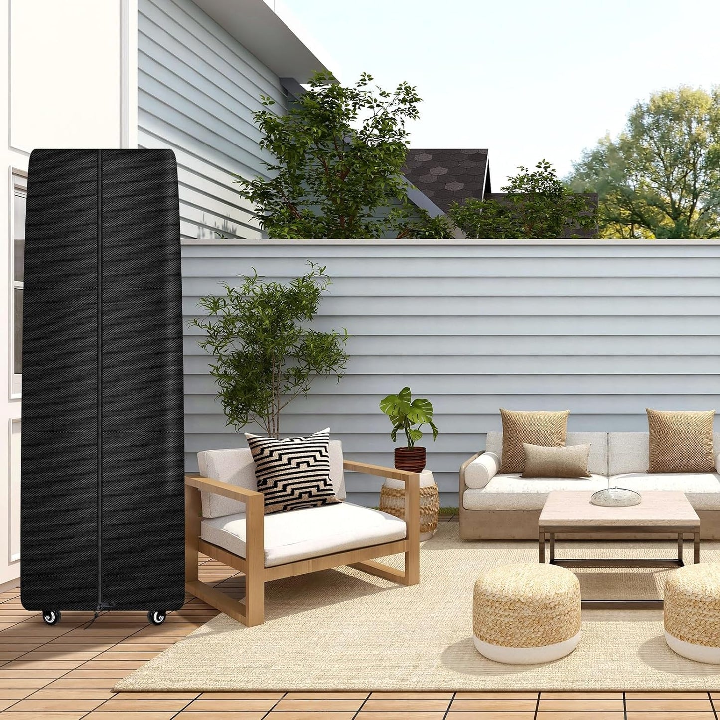 Square Tower Patio Heater Covers, Heavy-duty and Weather-resistant Oxford Fabric, Waterproof, Dust-proof, Snow-proof, Windproof, with Zipper and Storage Bag