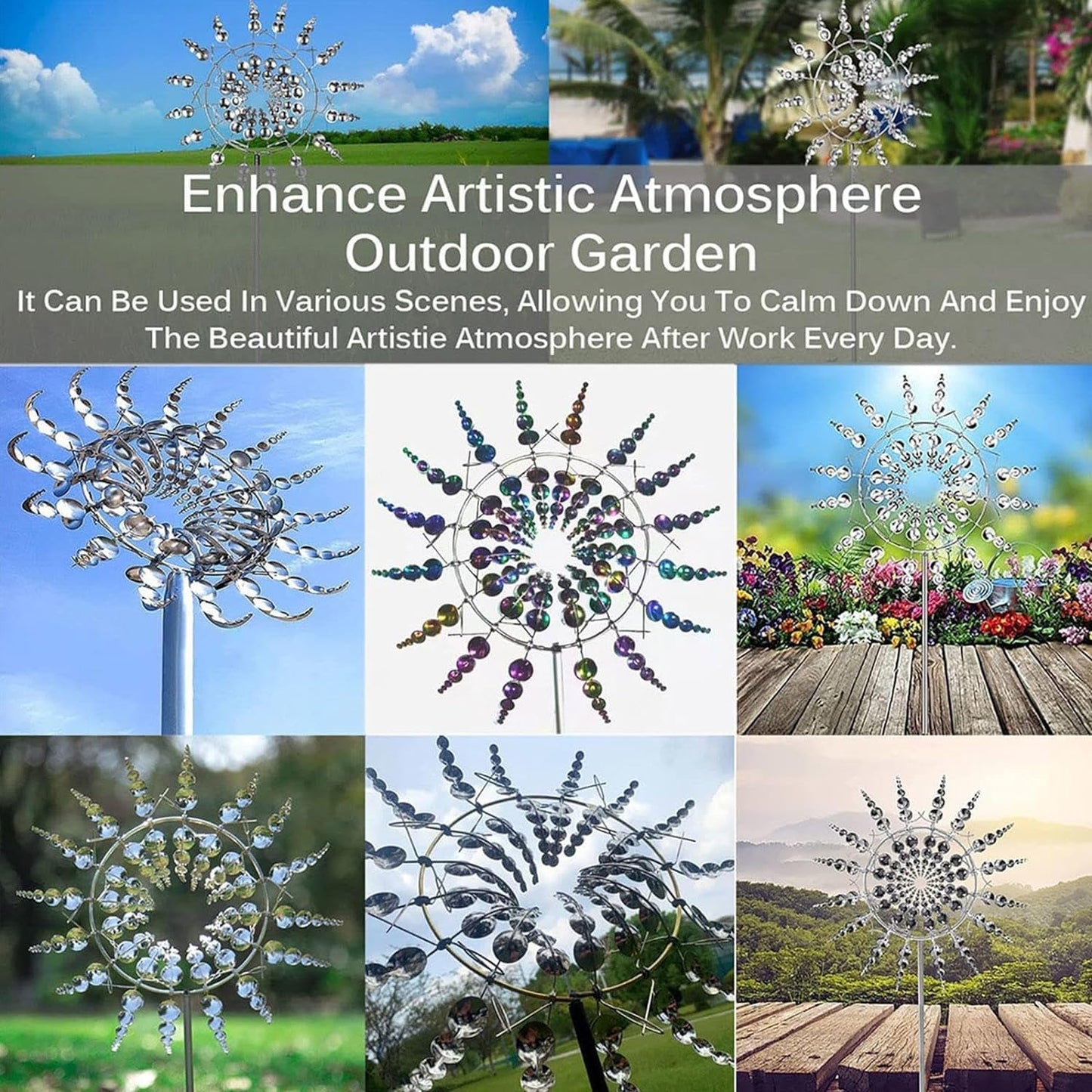 Generic Shirem Magical Metal Windmill, Kinetic Wind Sculptures & Spinners, 3D Wind Spinner, Kinetic Spinner, Enchanting Wind Spinner for Yard and Garden.