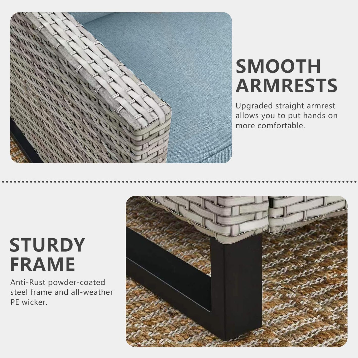 HUMMUH 7 Piece Patio Furniture All Weather Wicker Outdoor Sectional Sofa with Side Table,High Back Patio Chairs,Coffee Table and Ottomans Set for Porch,Garden,Backyard