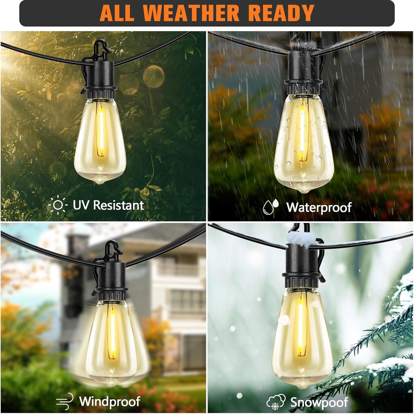 Solar String Lights Outdoor Waterproof 100ft with 52 Shatterproof,Solar Lights Outdoor Remote ST38 Vintage Edison Bulbs,Salor Ourdoor Light Hanging Lights Waterproof for Outside Backyard